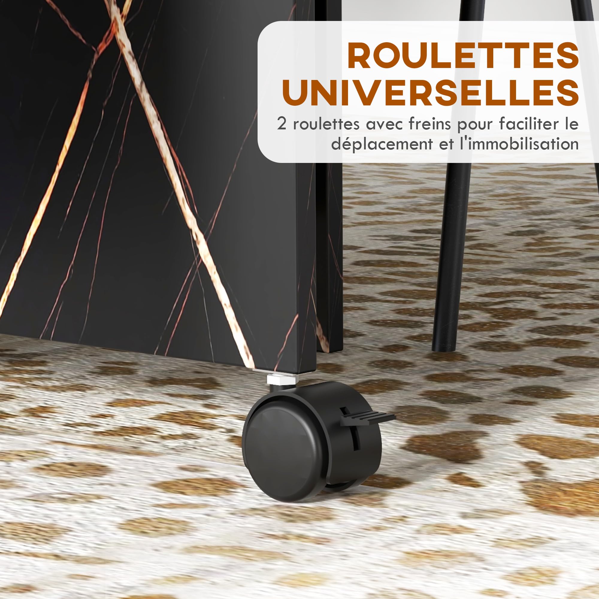 HOMCOM Table Pliante Cuisine pour 6 Personnes 120 x 80 x 73 cm Noir Marbré