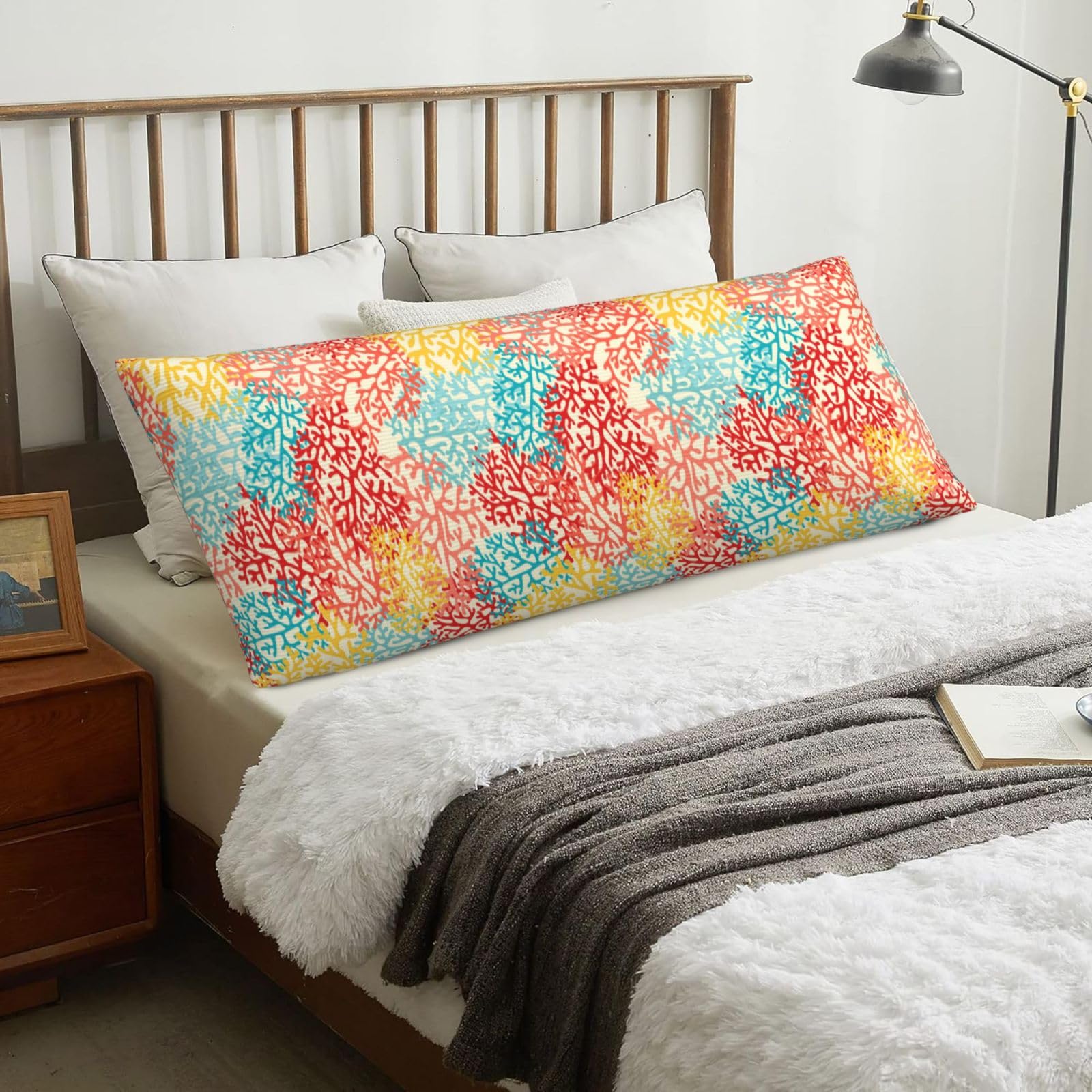 Corals Colorful, Body Pillow Cover with Zipper,Long Body Pillowcase 20 x 60 in