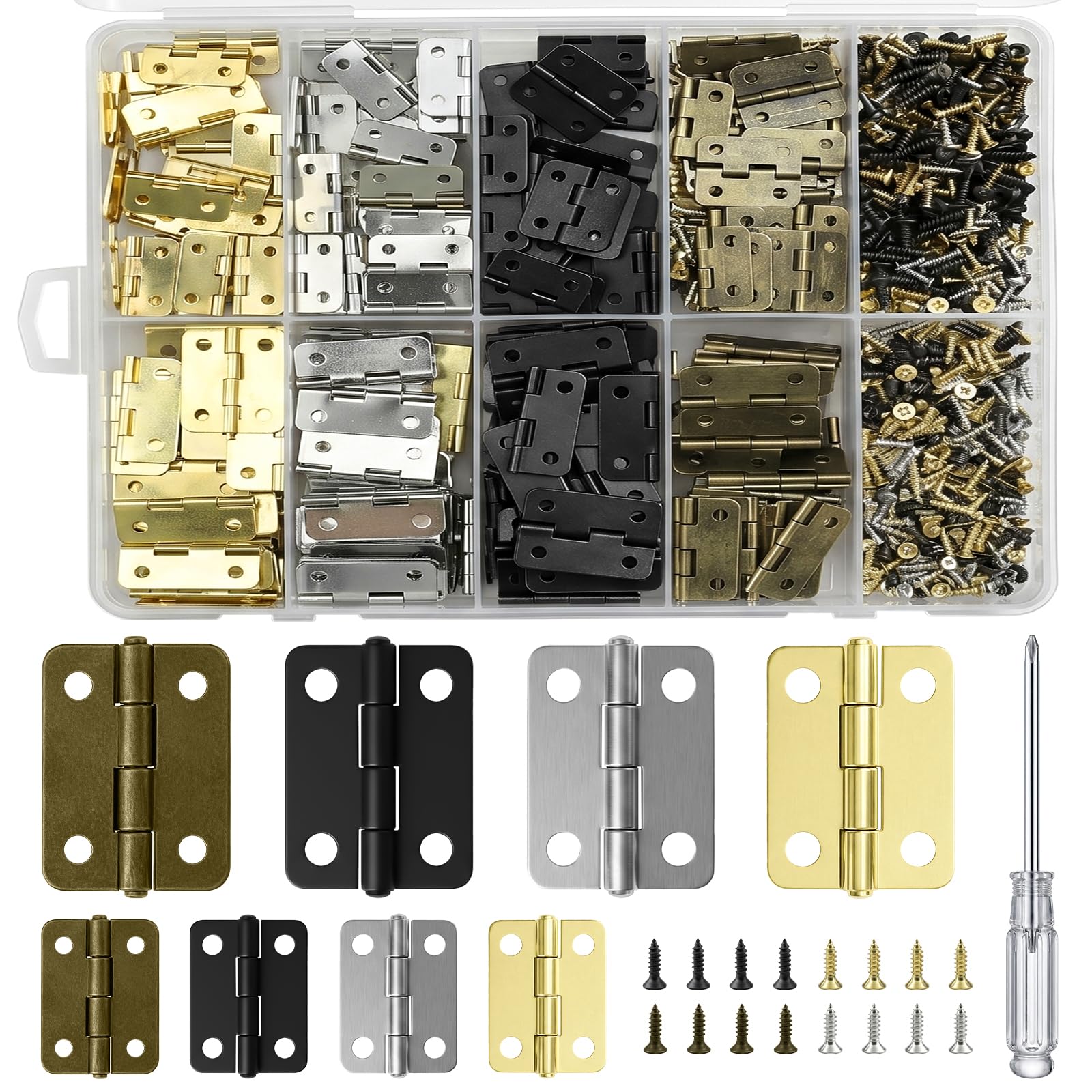 160PCS Home Small Hinges for Wood, 18×16mm/24×18mm Door Hinges for DIY