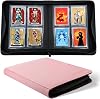WITHYU Top Loader Binder - Holds 128 Toploaders, 4 Pocket 16 Side-Loading Pages, Zip Trading Card Binder for TCG, MTG, Football & Sports Cards (Pink)
