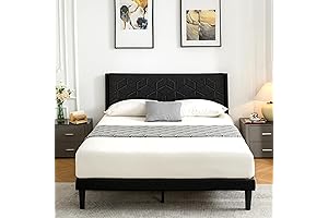 Upholstered Platform Queen Bed Frame with Headboard