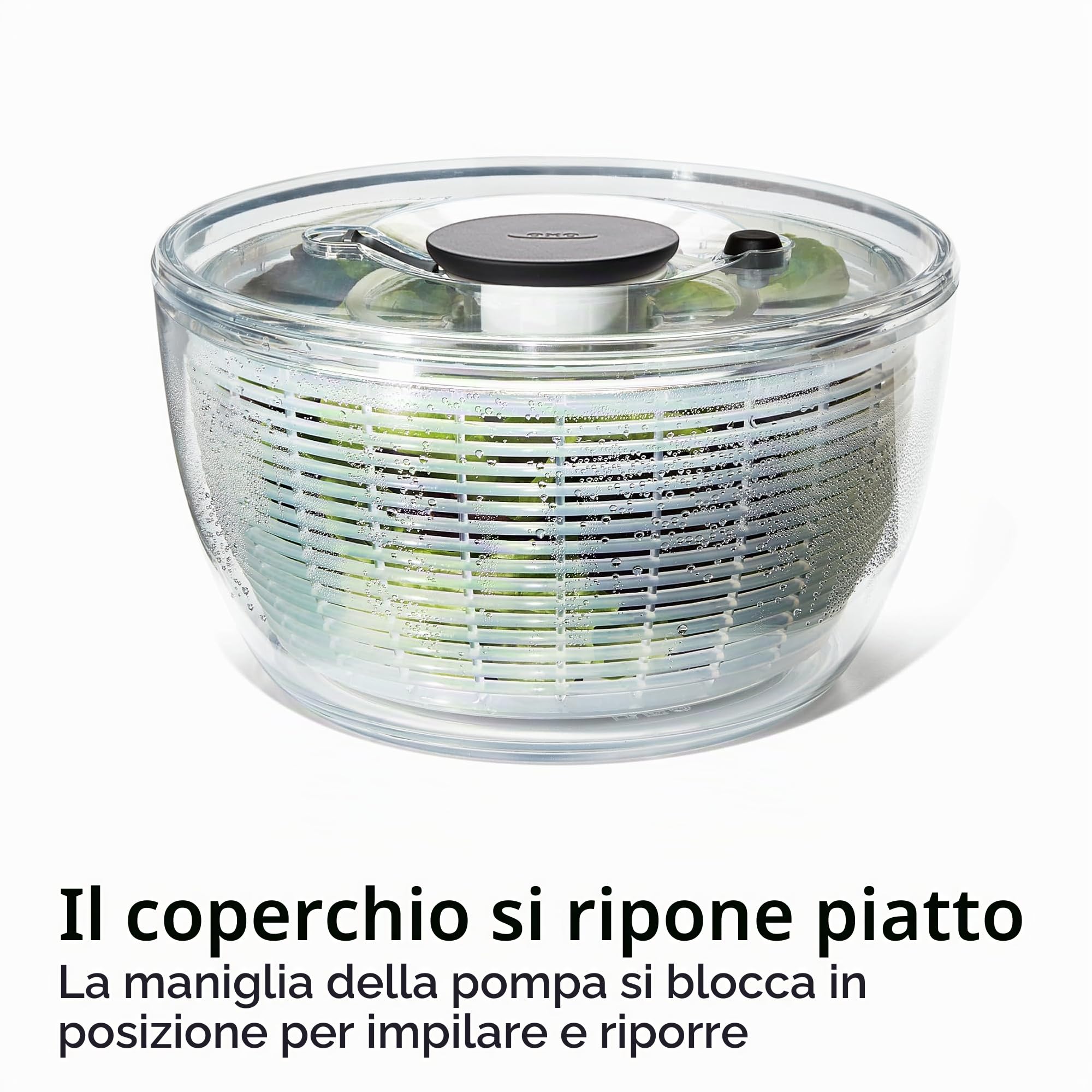 Oxo 324, Centrifuga per insalata con coperchio, diametro: 26 cm