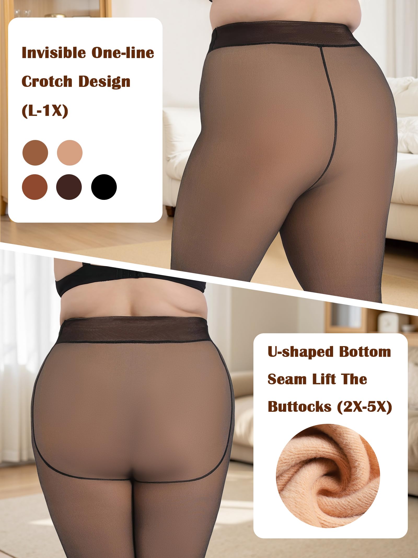 Collant da donna foderati in pile per taglie forti collant caldi traslucidi leggings termici trasparenti spessi per l'inverno