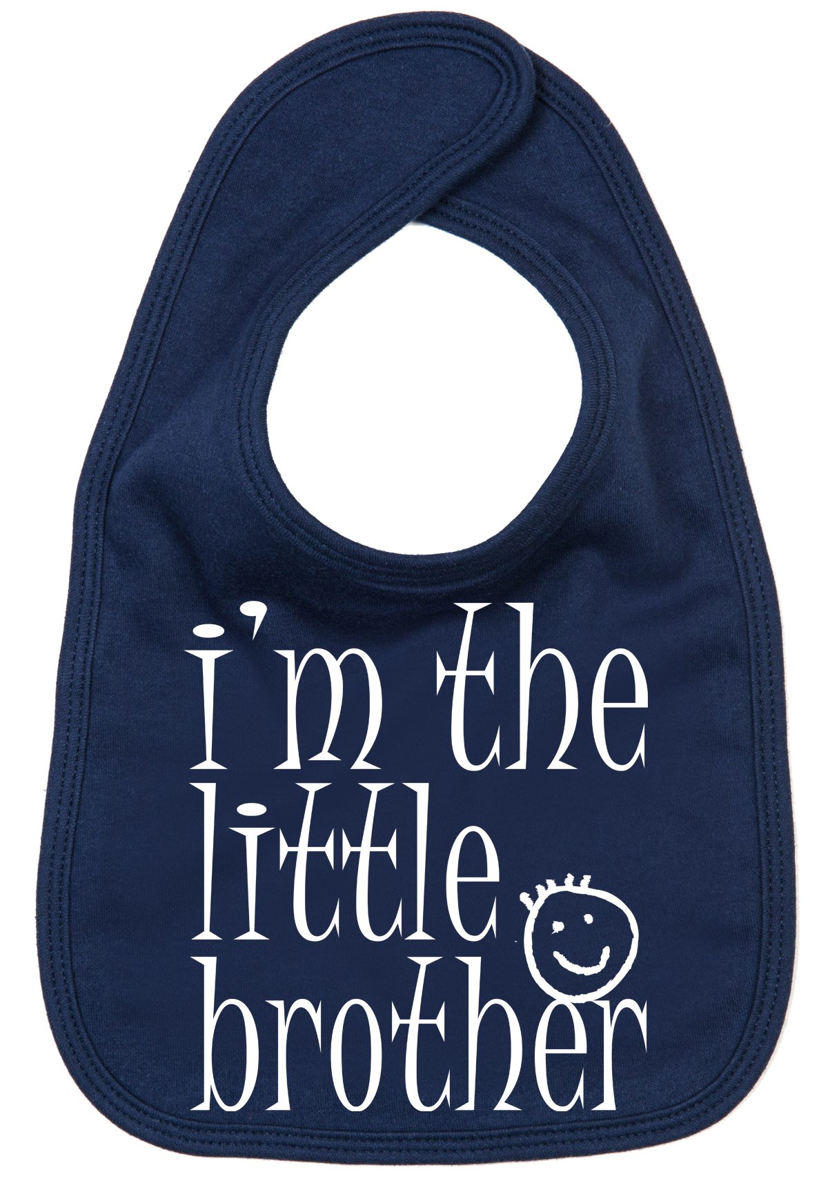 IiE, I'm the Little Brother, Cute Sibling Baby Boy Soft Cotton Feeding Bib, Navy Blue