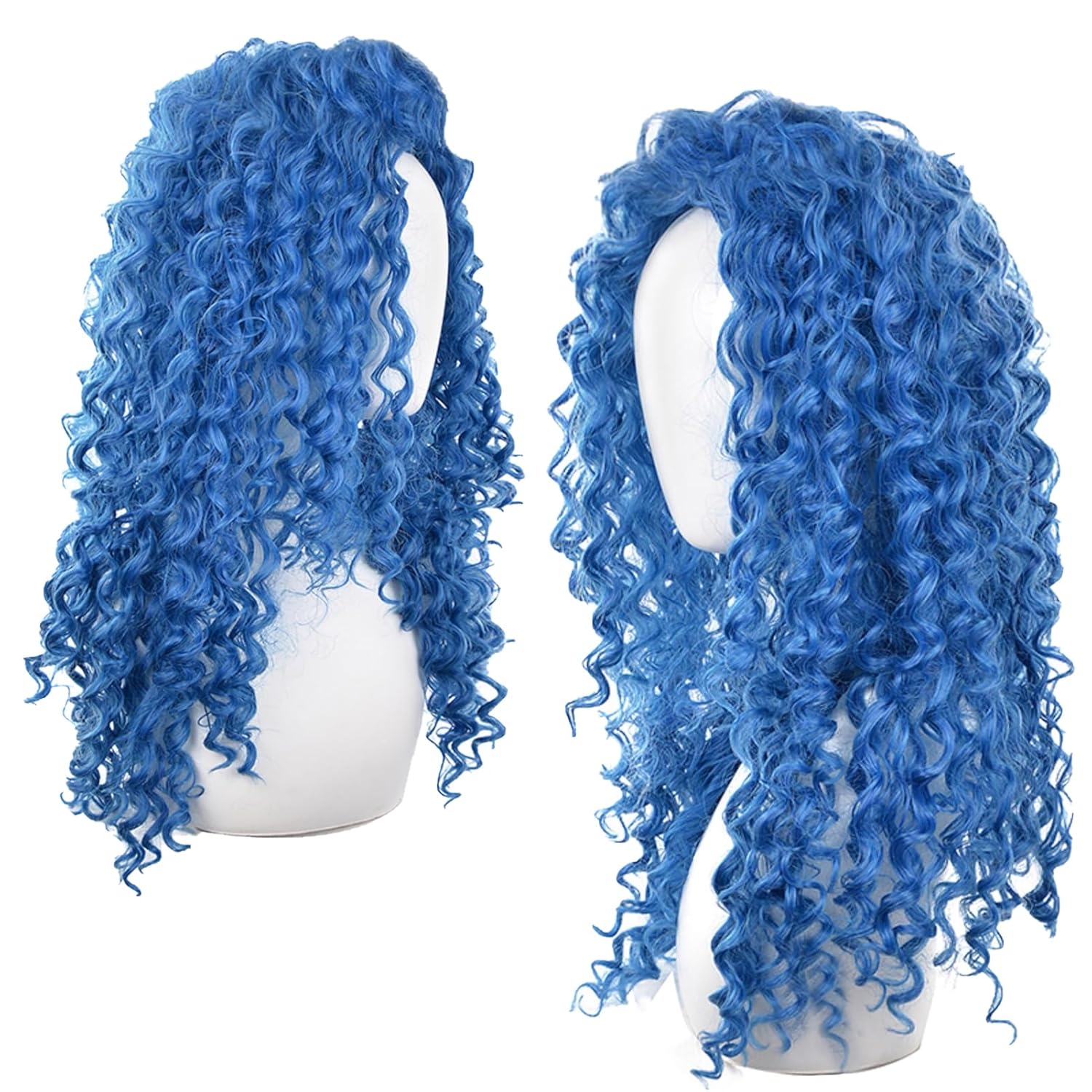 20inches/50cm Blue Curly Wig for Women Long Curly Wigs for Costume Party Cosplay Anime Synthetic Hair for Halloween Wigs with Wig Cap - Image 2