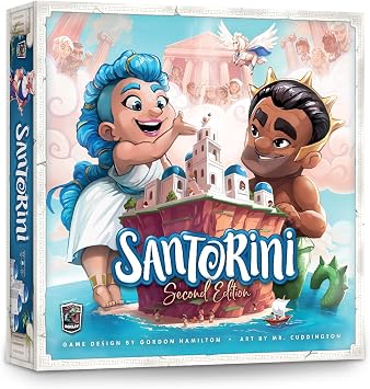 Roxley Games Santorini 2nd Edition, Greek Strategy Board Game, 2-4 Players | Strategic 3D Building Game with Greek God Powers, Abstract Tactics, Family-Friendly Depth, 2 to 4 Players, Ages 8+