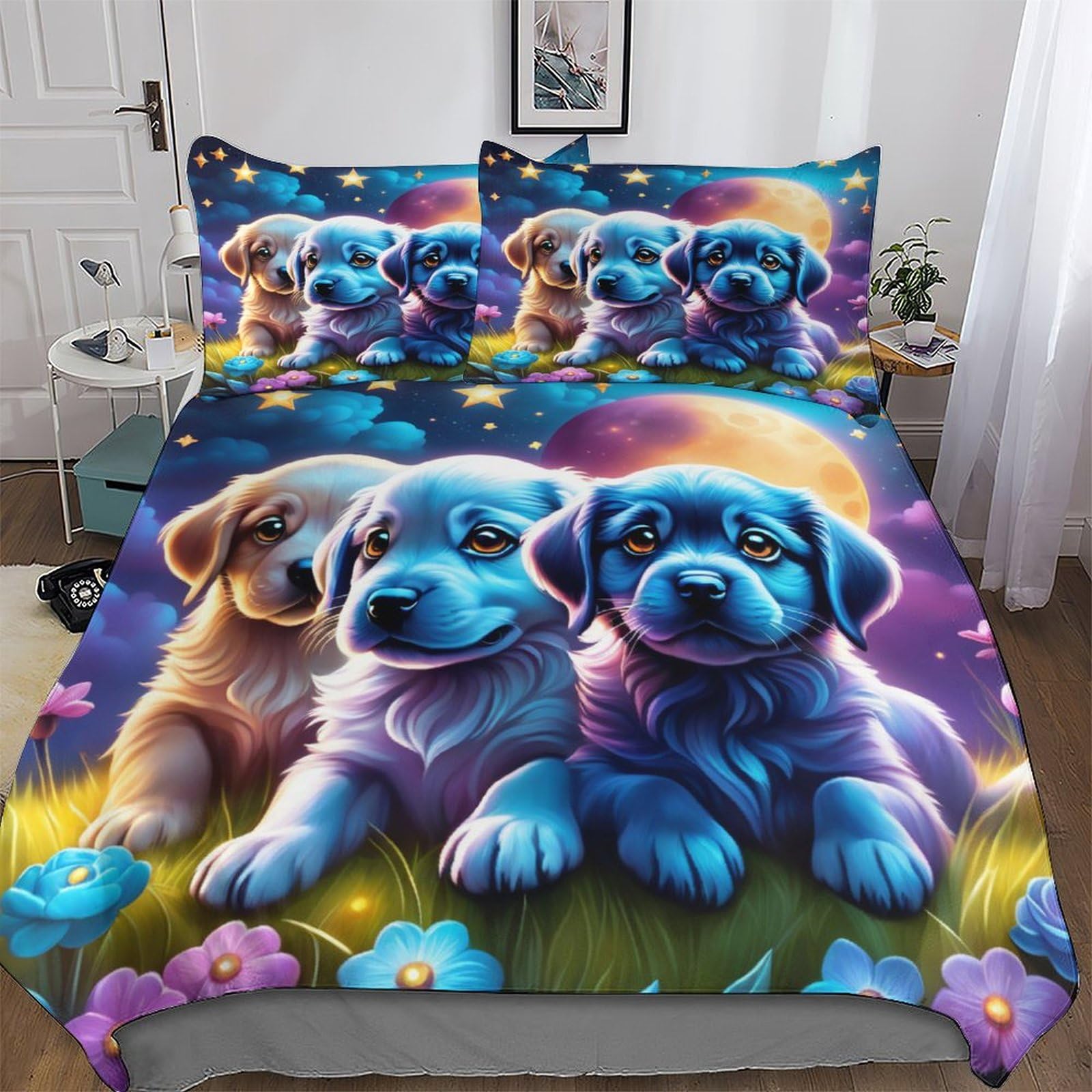 Housse de couette chien 3D fini le linge rêche avec ce set doux et zippé
