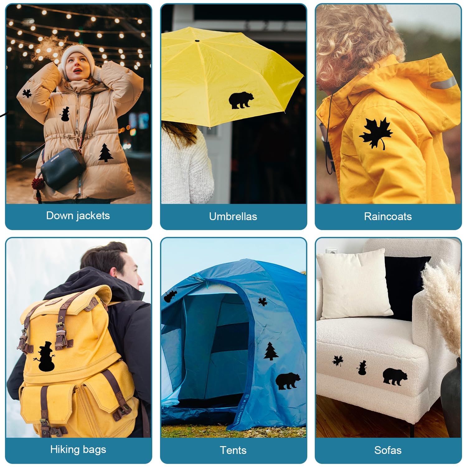 Paquete De 6 Parches Autoadhesivos De Reparación Impermeables Para Chaquetas, Tiendas De Campaña