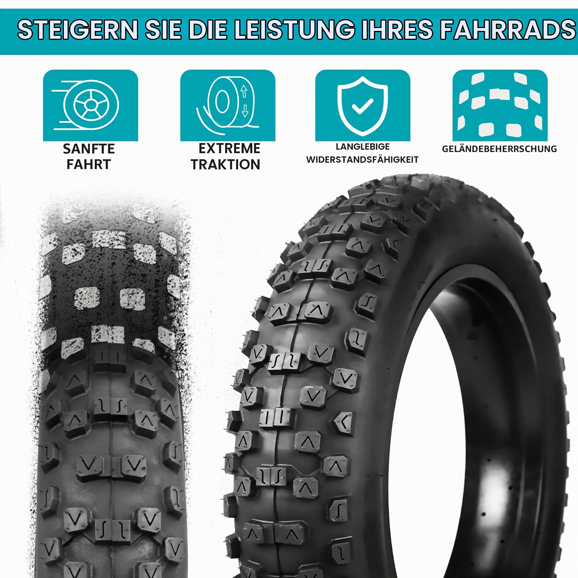 ZUKKA 20 Zoll Heavy Duty E-Bike Reifen 20x4.0 Mantel 102-406 | Faltbar Fat Tire, Fett Fahrradreifen, für E-Bike/Mountain,Snow Bike
