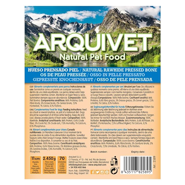 Foto 5 de 7 de ARQUIVET - Hueso prensado de Piel de Vacuno 100% - 11 Cm - Caja expositora de 70 Unidades