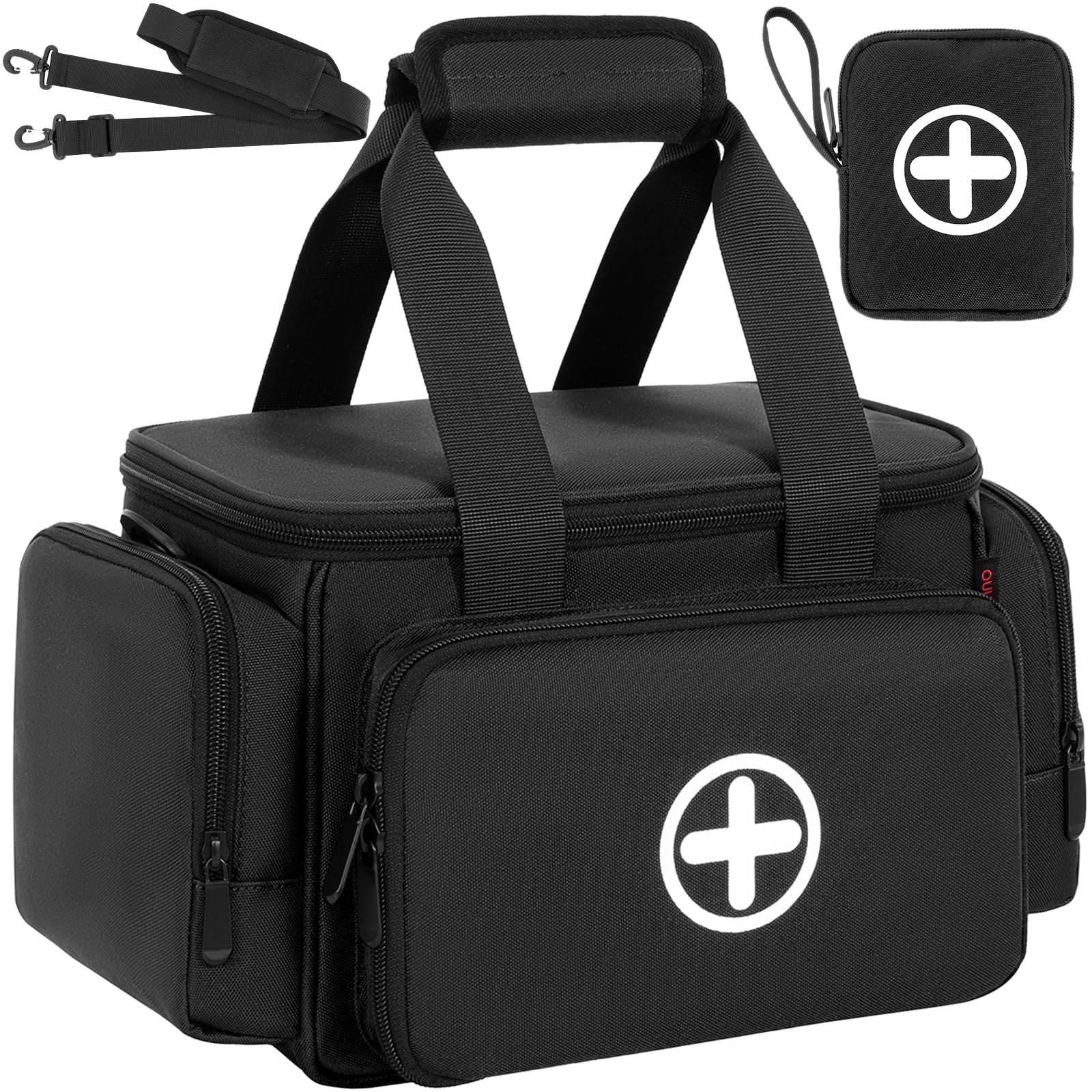 Borsa di pronto soccorso vuota, borsa medica professionale, borsa medicinale grande, borsa di emergenza per infermieri, medico di famiglia, assistenza domestica, viaggio o emergenza, Nero , 27 x
