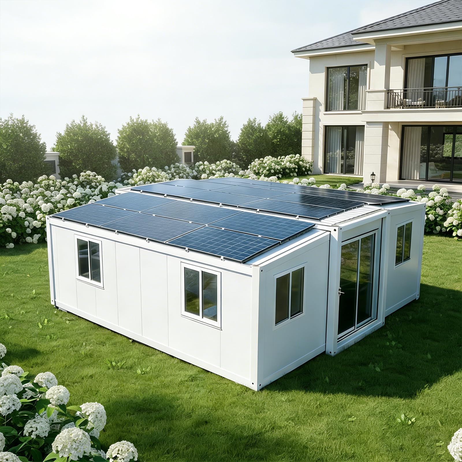 Prefab Tiny Homes for Sale, Modern Expandable Tiny House – Off-Grid Solar Modular Home with Bathroom, Kitchen & Bedroom – Foldable Container Home for Remote Living