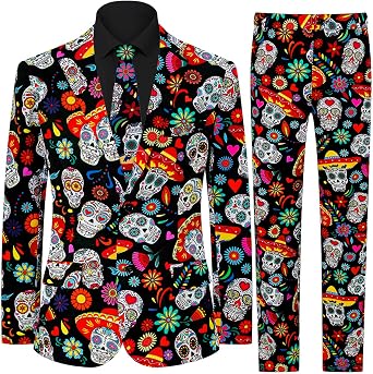 Men's 3-Piece Halloween Suits, Two Button Jacket & Pants & Tie