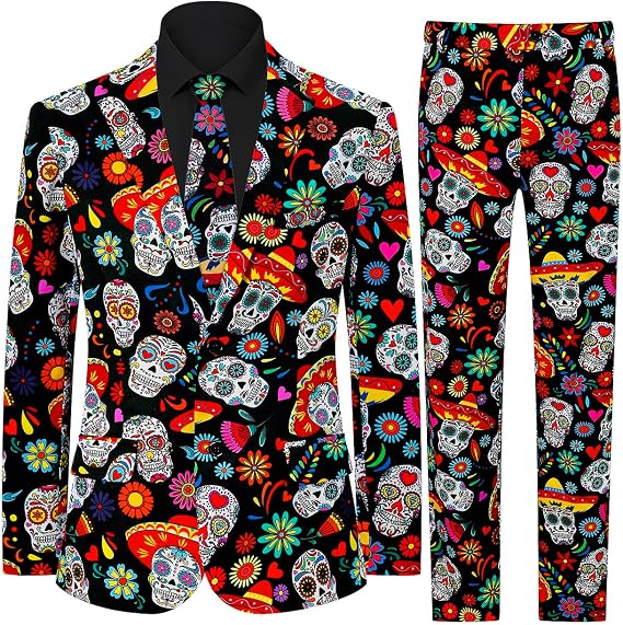 Men's 3-Piece Halloween Suits, Two Button Jacket & Pants & Tie