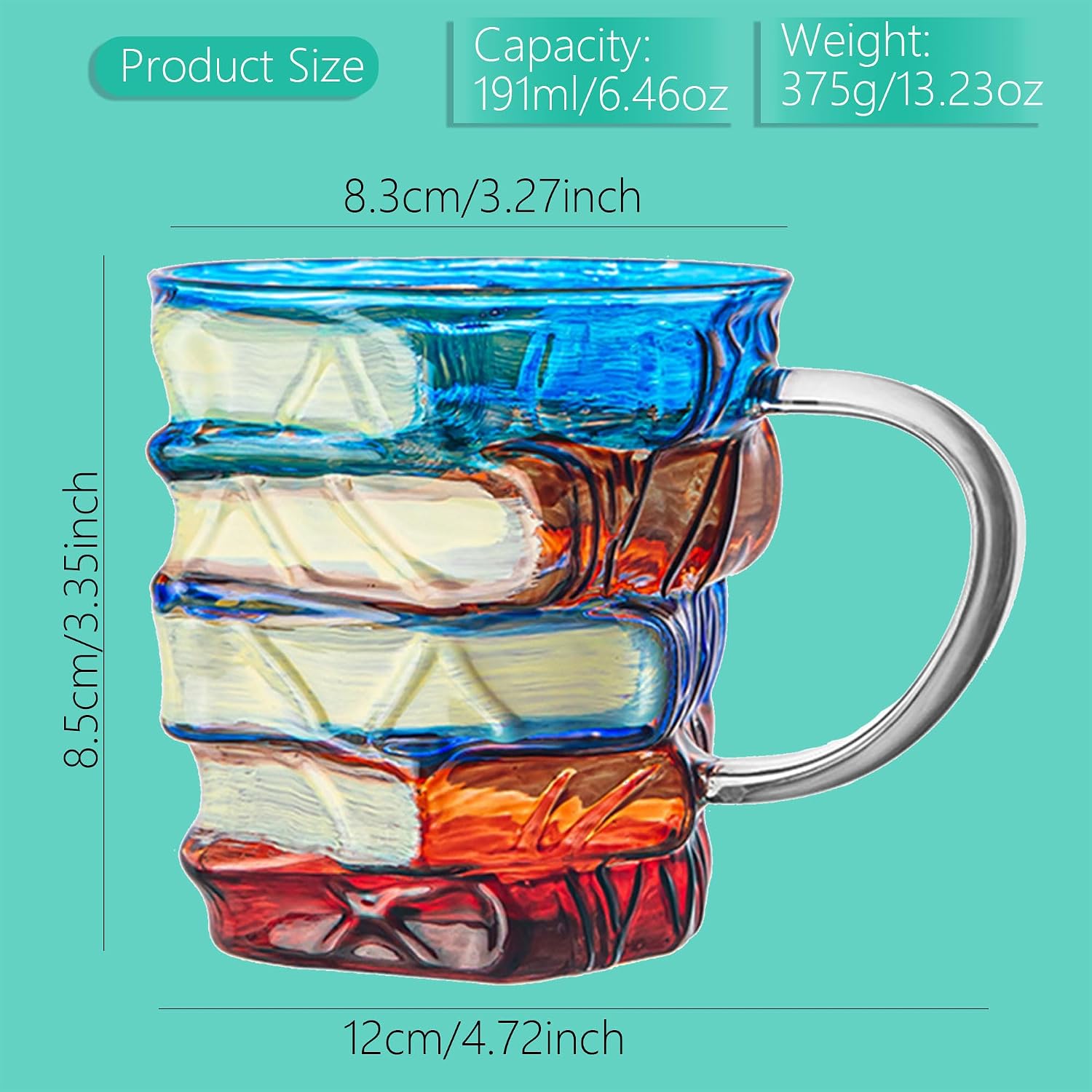 Painted Book Mug of Glass Made,3D Cute Mugs Gifts 6.4oz Gifts for Women,Novelty Coffee Mug for Book Lovers,Unique Coffee Mugs to Reading Lovers (colorful, 6.46, oz) image 2
