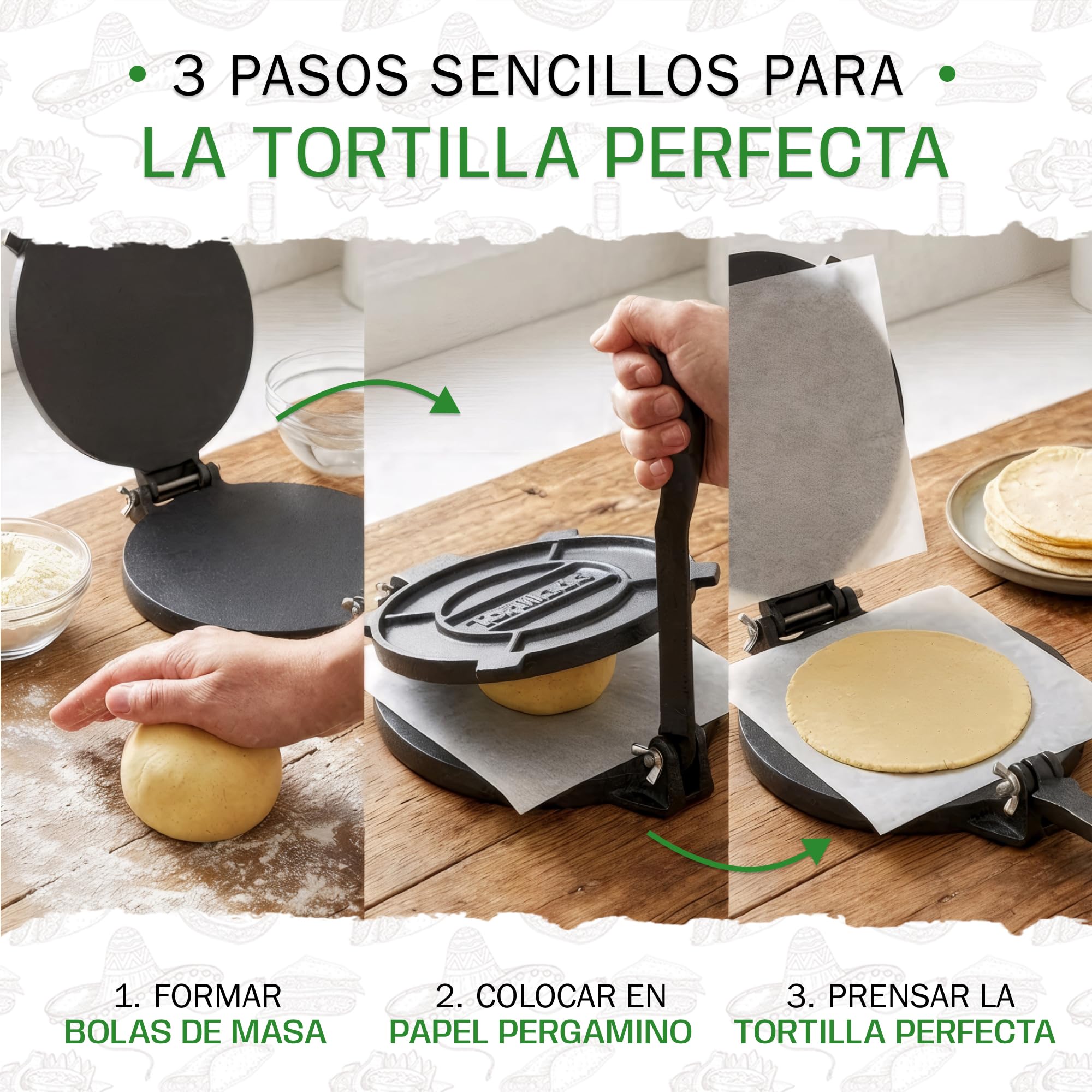 Tortillada - Prensa de tortilla de hierro fundido con recetas Ebook en francés (20 cm)