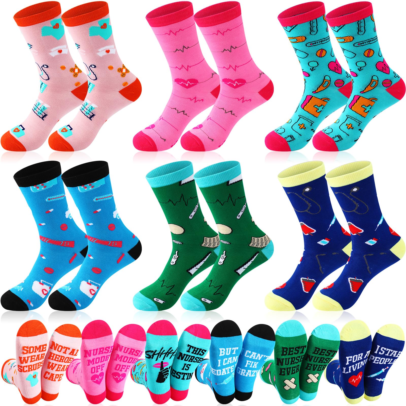 Cuffbow 12 Pairs Christmas Sock Gift Bulk for Women Men Adult Teacher Nurse Doctor Holiday Reader Festival Xmas Sock Gift