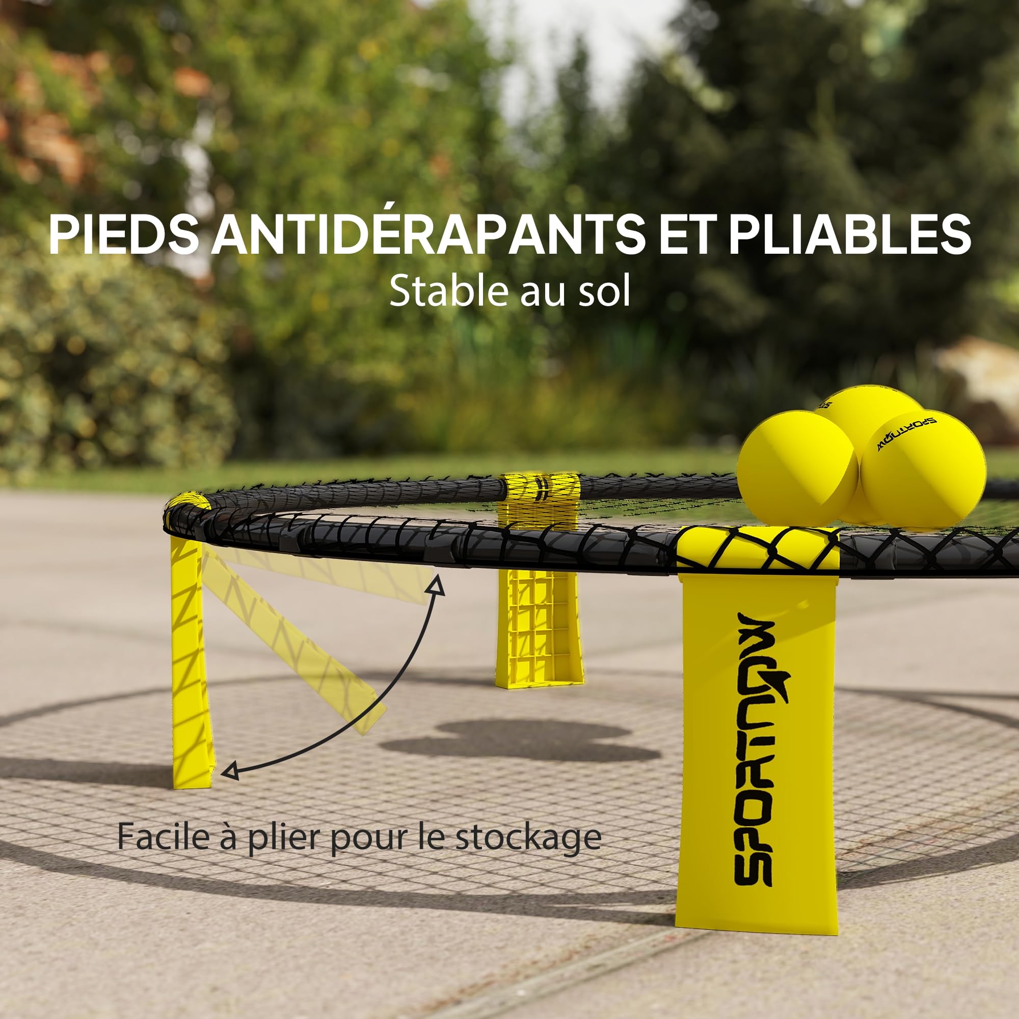 SPORTNOW Set Complet pour Mini Volleyball Spike avec Filet 3 Balles Jaune | Pompe, Sac de Transport, Facile à Installer, Jeu d'Extérieur, pour Adultes et Adolescents