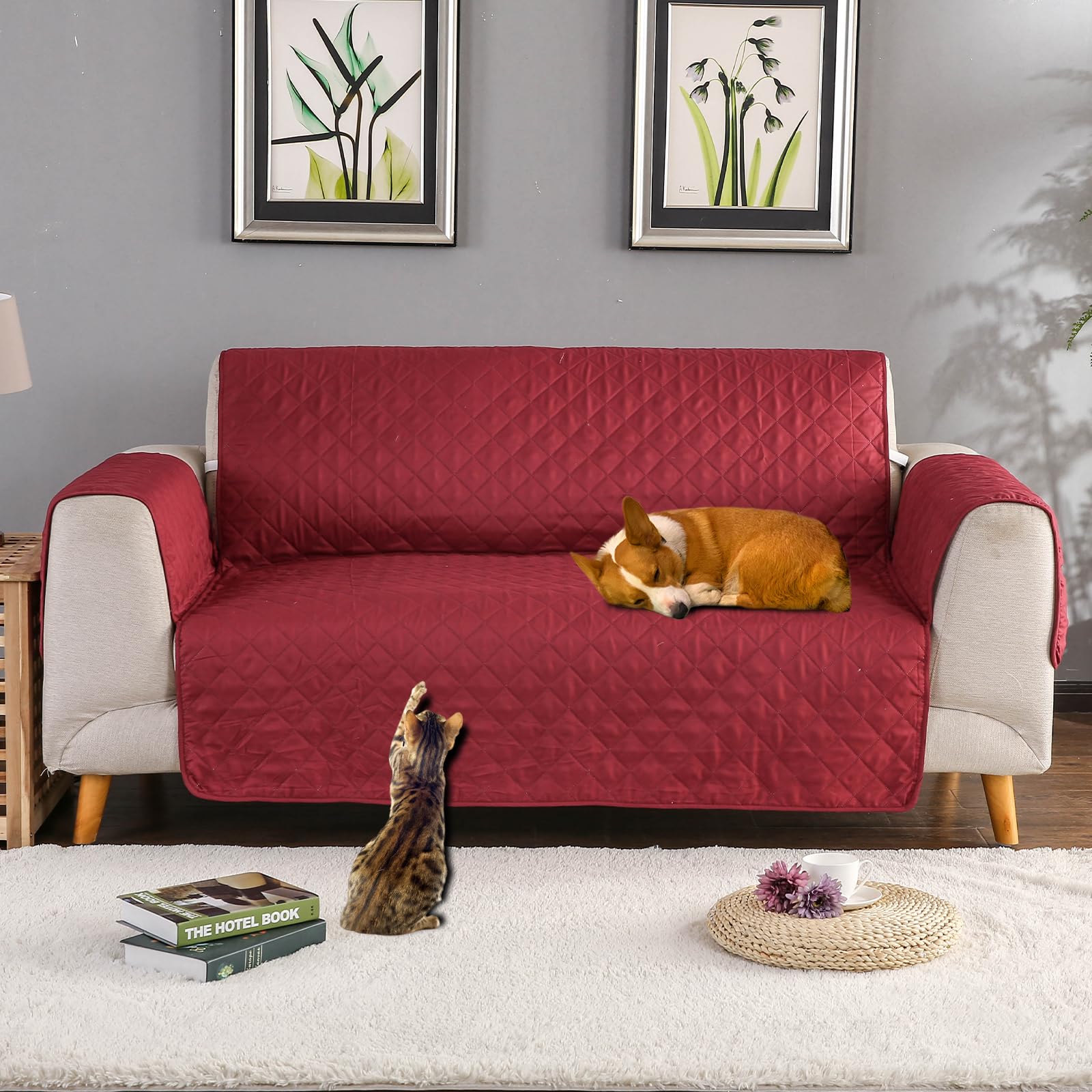 PETCUTE Sofa Cover 3 seater Quilted Sofa Slipcovers Anti Slip Sofa Protector Mordern couch recliner covers