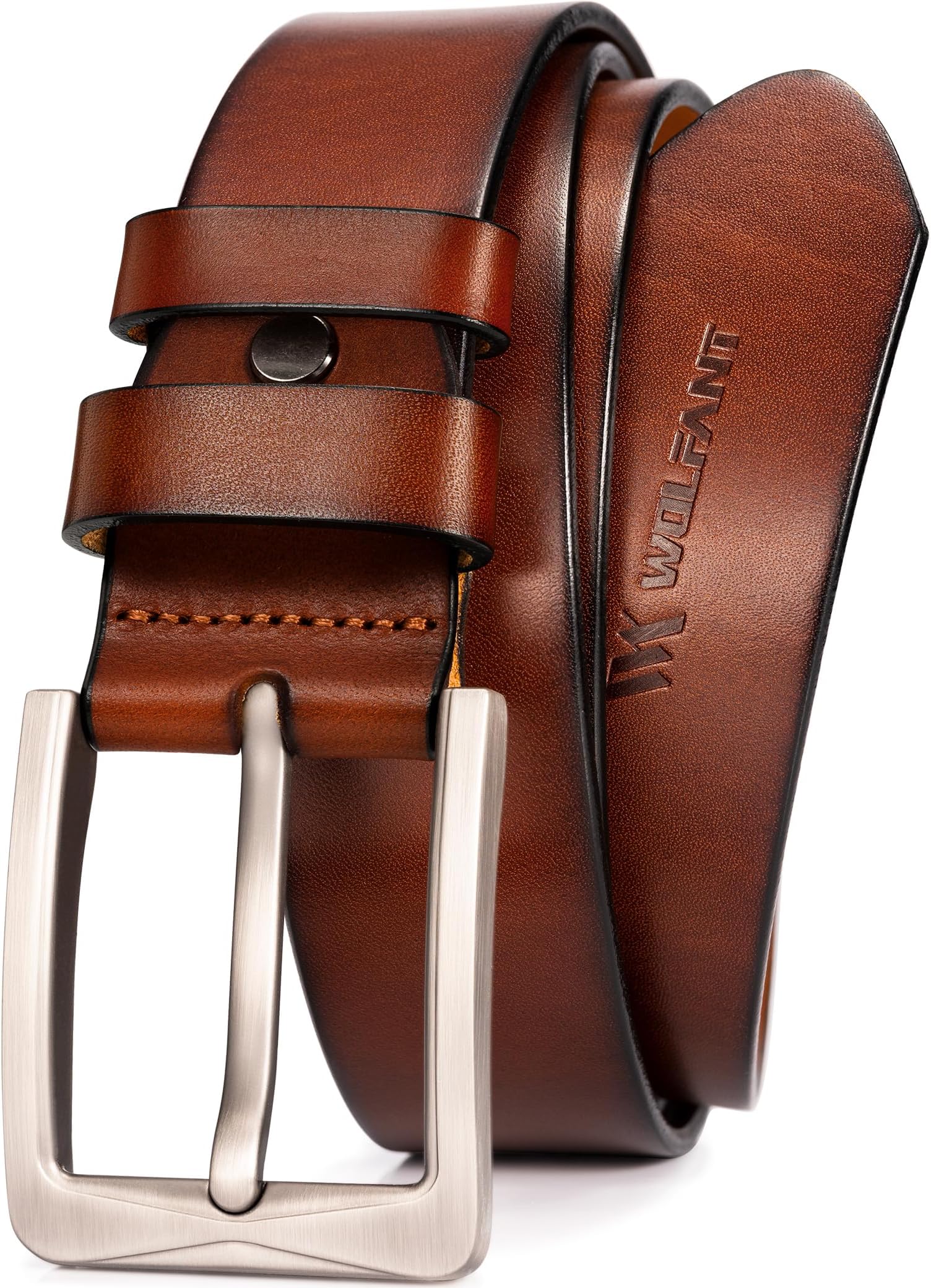 - 1.5" Full Grain Leather Belt for Men in Gift Box,100% Italian Real Solid Leather
