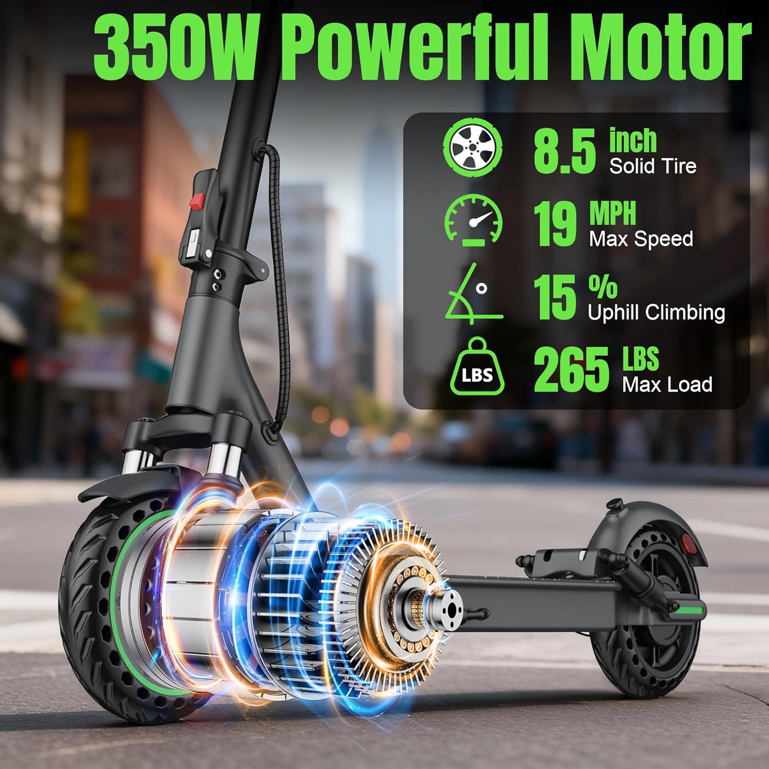 VOLPAM 10''/8.5''/11''Electric Scooter, 19/22MPH, 500W/800WMotor, 60/40/31/23/16Miles Long Range, Dual Braking, Max Load 264 lbs