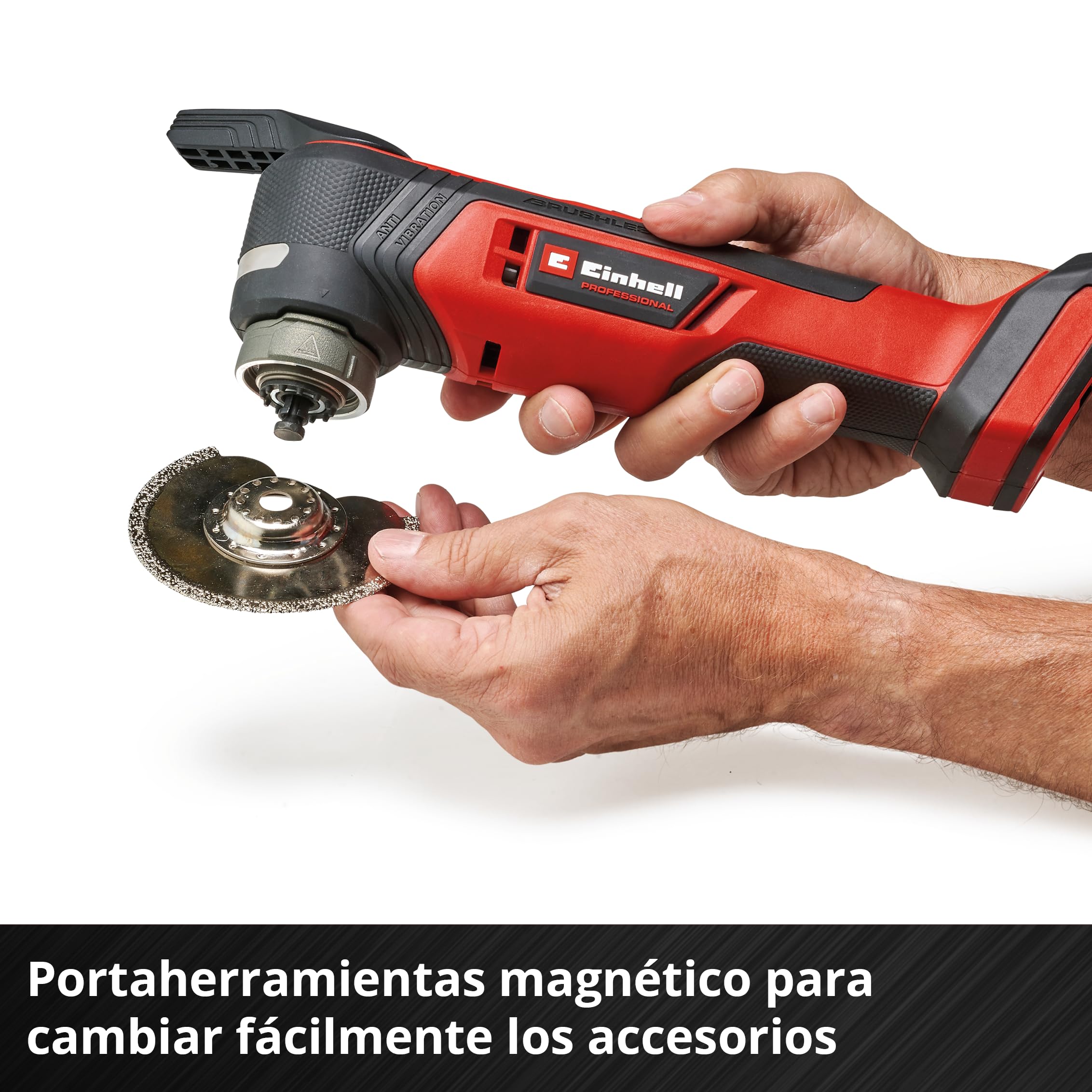 Einhell Professional Herramienta multifunción con batería TP-MG 18 Li BL-Solo Power X-Change (18 V, 3 funciones, portaherramientas magnético, incl. accesorios, sin batería)