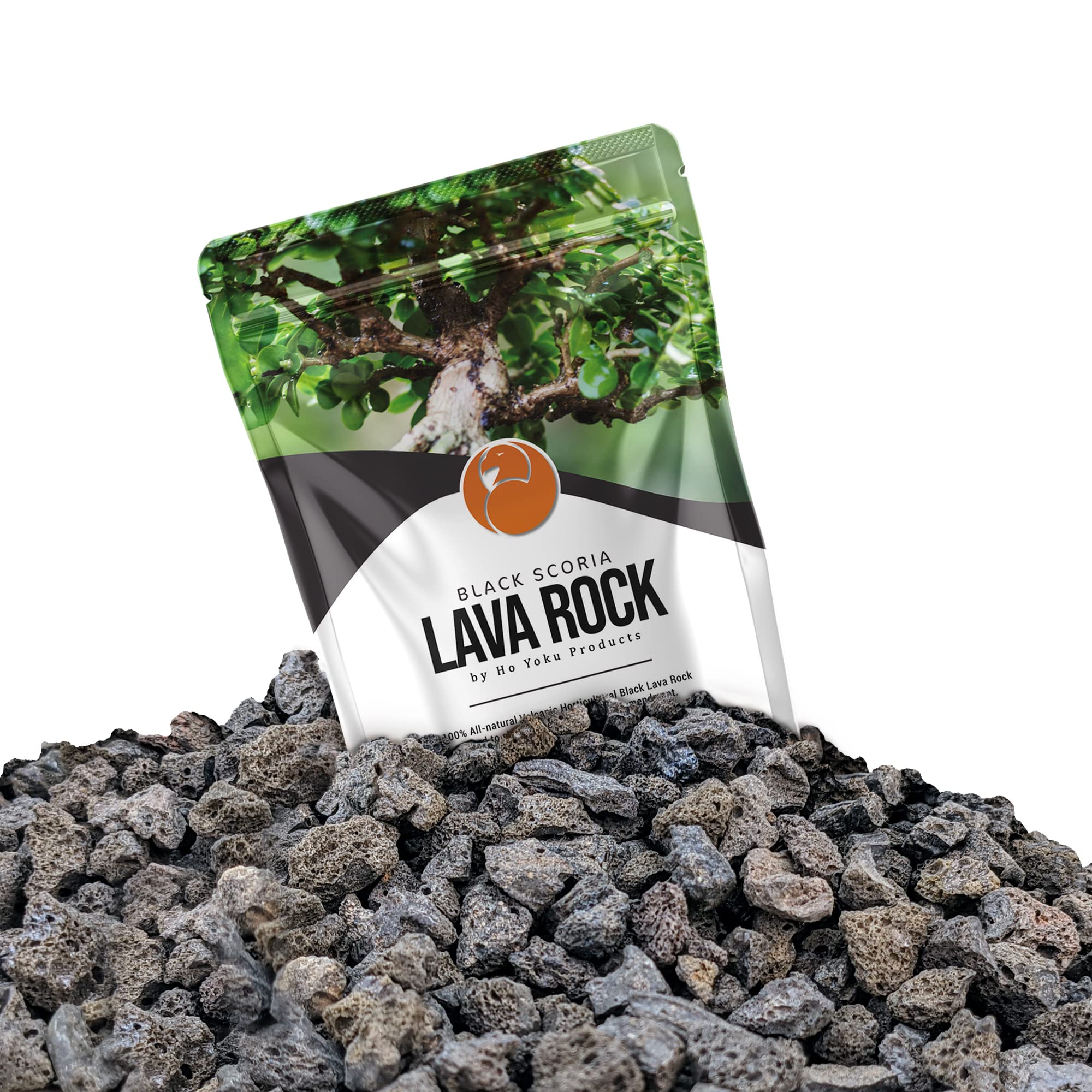 Ho Yoku Black Lava Rock - Premium Soil Additive for Bonsai Plants, Succulents, Cacti, Houseplants - Decorative and Water Retaining Uses - Can Mix with Other Soil Aggregates - 2.25 Quarts