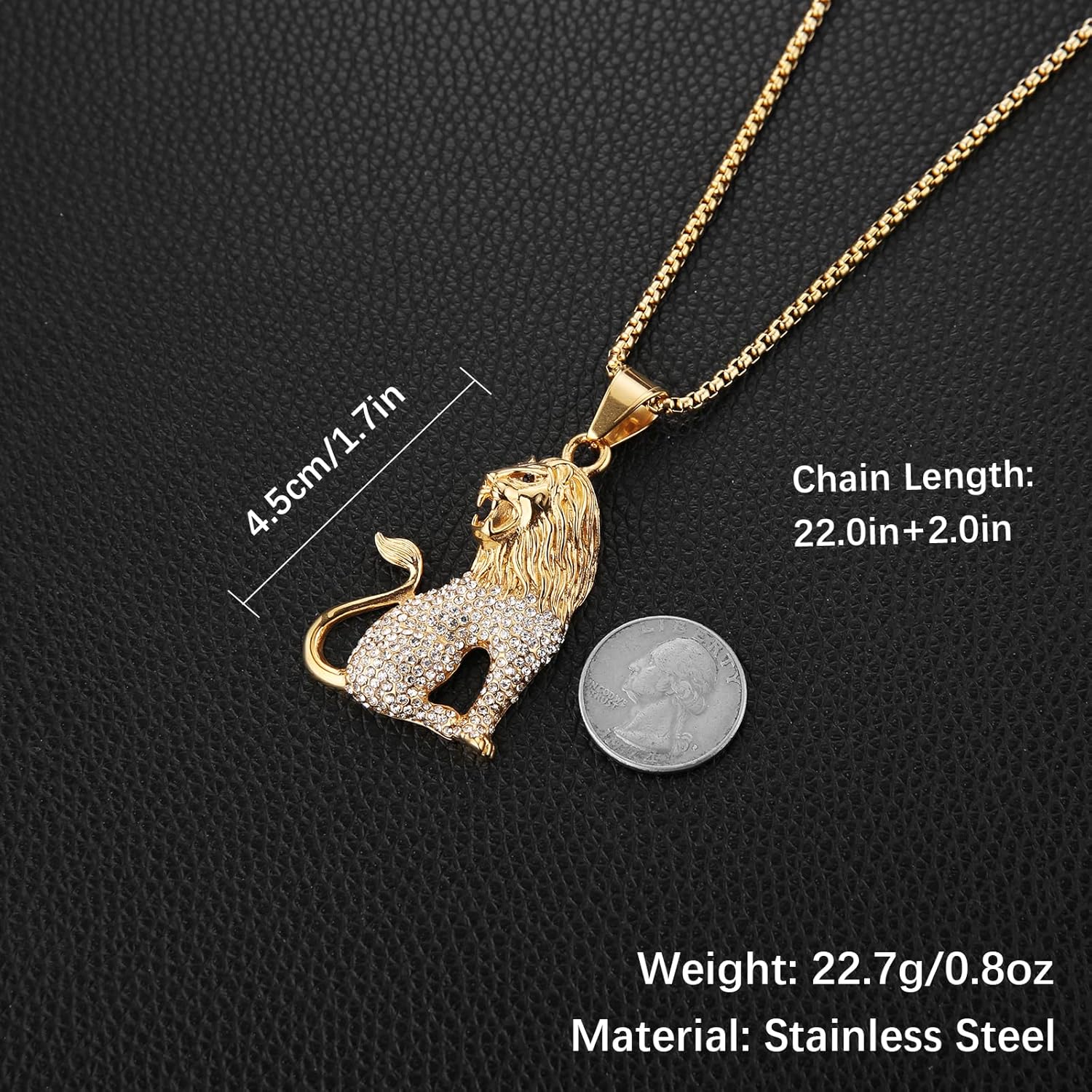 AsAlways 18K Gold Plated Lion Head Necklace Pendant for Men Stainless Steel Hip Hop Rock Lion King Necklaces Charm Animal Amulet Jewelry - Image 4