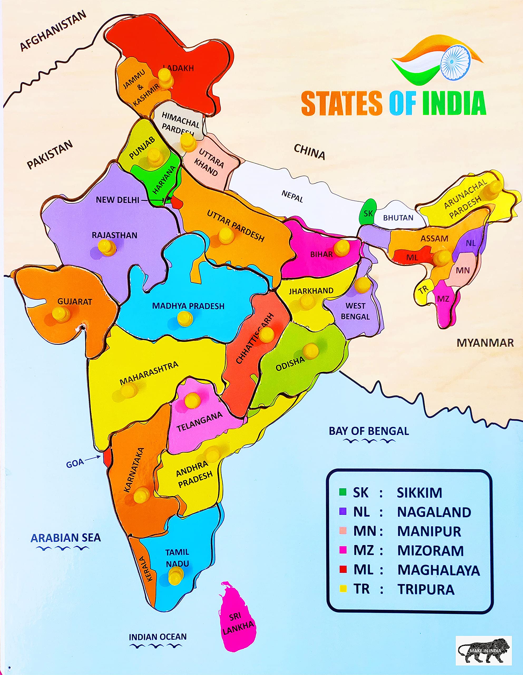 Wooden Puzzles Toddlers India States of India Map Puzzles with Knobs, Educational Puzzle,Learning Aid for Boys and Girls,Kids, Students,Size 38 * 30 cm (B08JKXCQTQ) Amazon Price History, Amazon Price Tracker