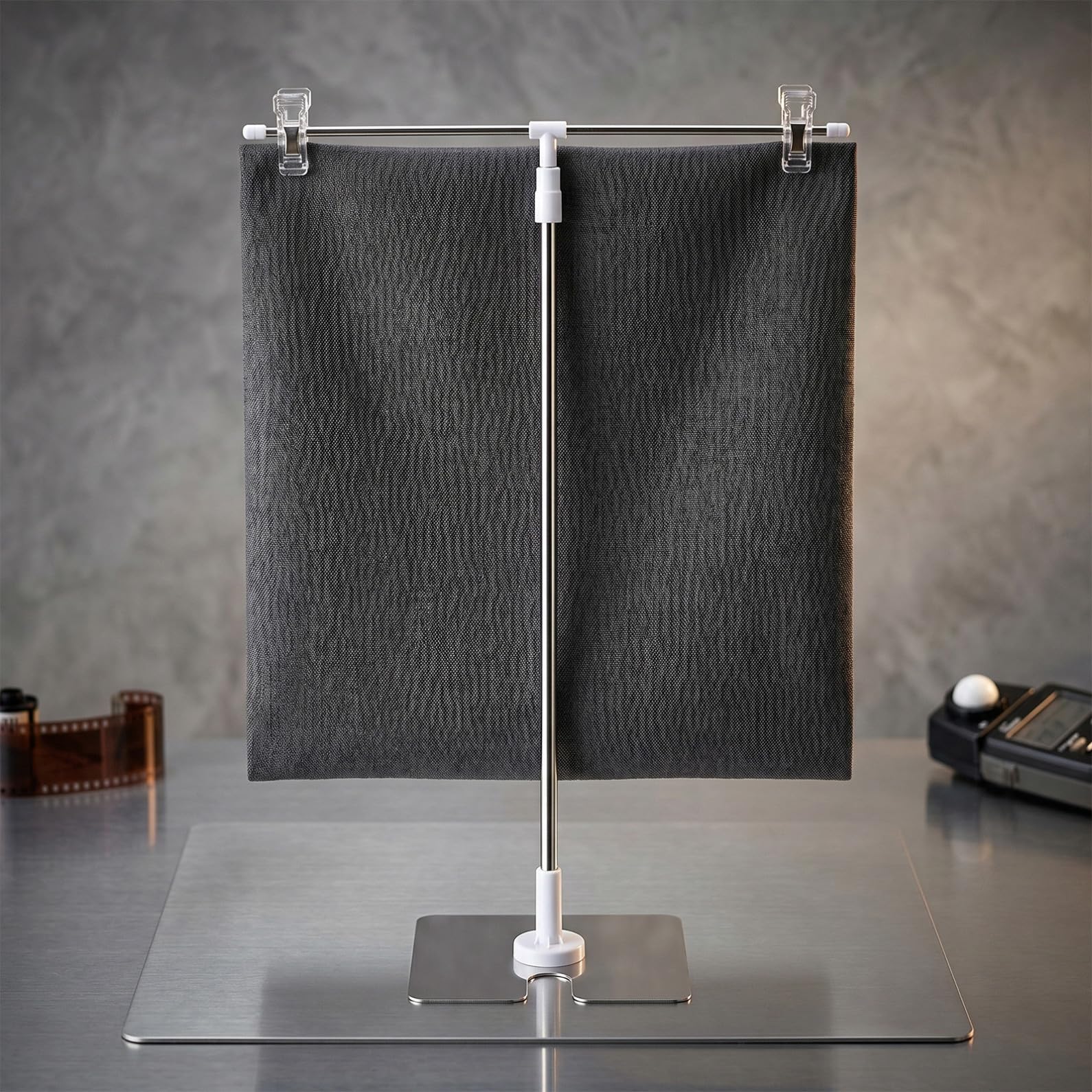 Soporte para Fondo Fotográfico Forma de T Ajustable de Acero Inoxidable Tamaño Pequeño Portátil para Fotografía de Joyas Cosméticos y Bodegones