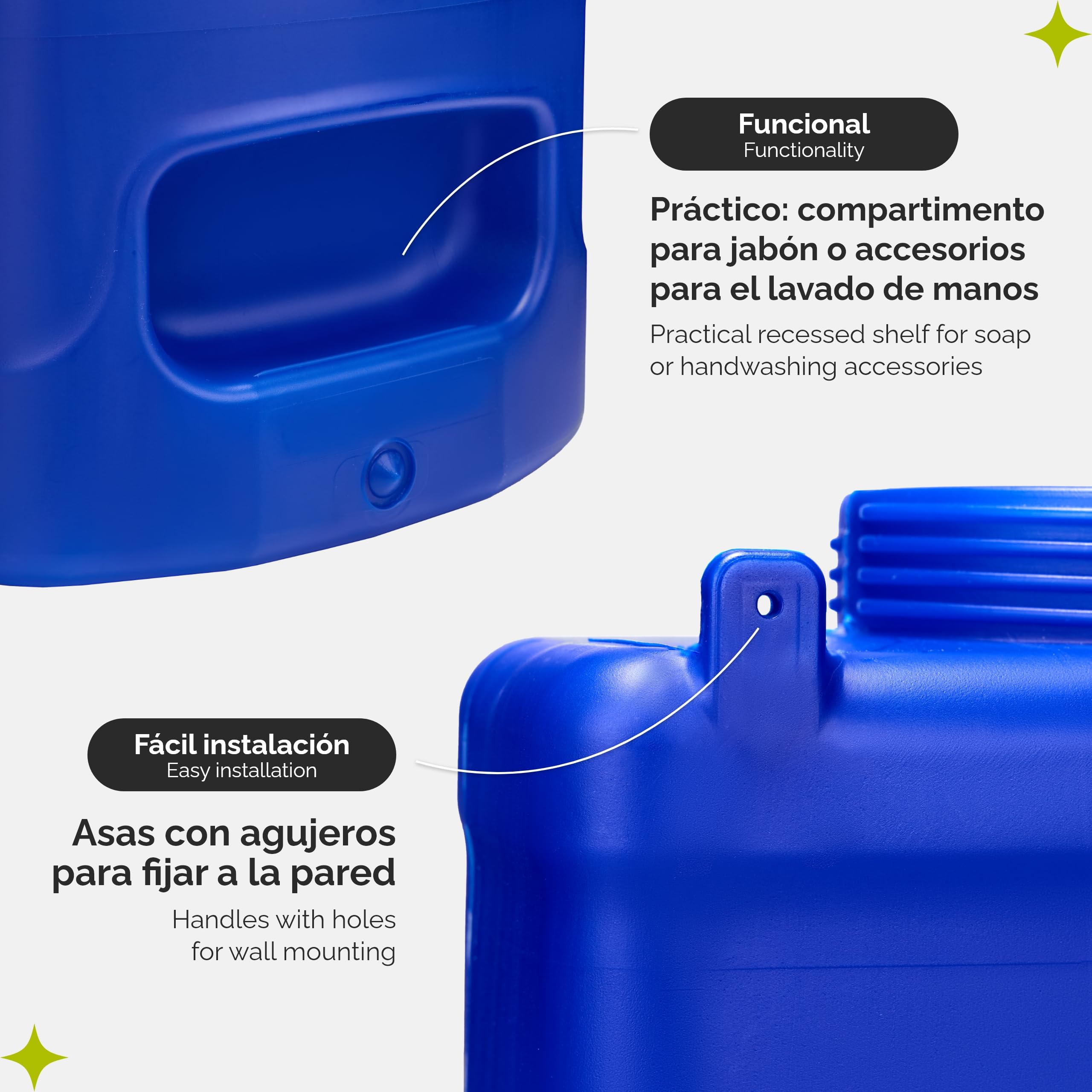 Garronda Bidón Boca Ancha Garrafa Agua con Grifo sin BPA 20 litros Depósito de Camping Accesorios Garrafa con Grifo Deposito Agua Camper Azul GD-0084