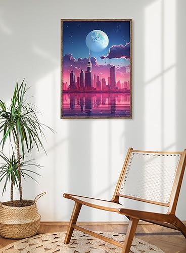 Miniatura 2 de VAPORWAVE, SYNTHWAVE, RETRO Home Art, Game Room Poster Prints, Hiroshi Nagai, Abstract New york city landscape, VAPORWAVE Poster,224