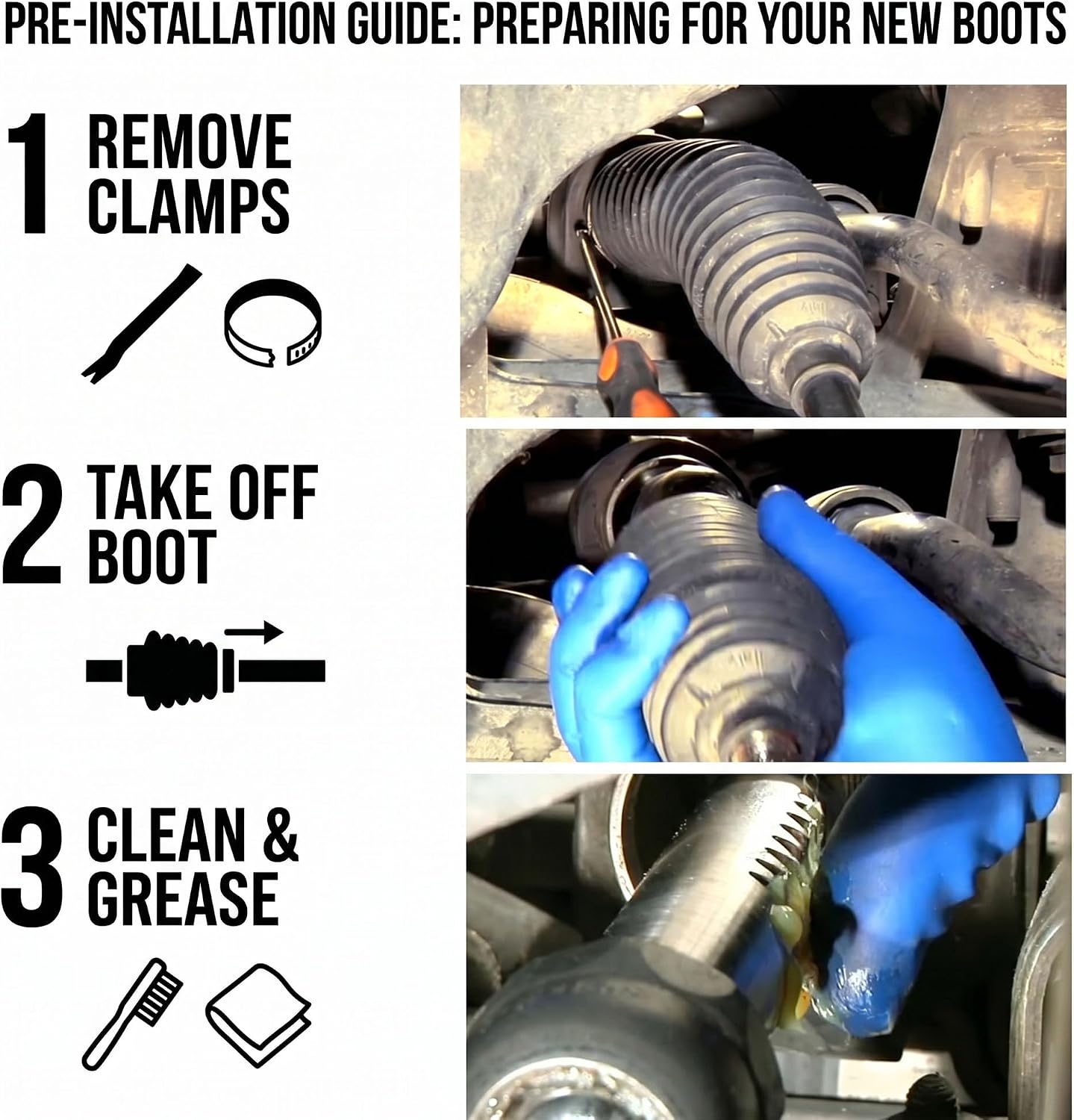 Steering Rack and Pinion Boot Kit, 2PCS Adjustable Silicone Inner Tie Rod Boot Kit with Bellows Cable Ties and Clamps, Universal Automotive Dustproof and Waterproof Tie Rod Boots Replacement