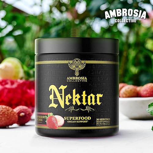 Miniatura 7 de Ambrosia Nektar - Superalimento en polvo  Suplemento completo para la salud  Apoyo a los órganos - hígado, corazón, salud renal  30 porciones (fresa