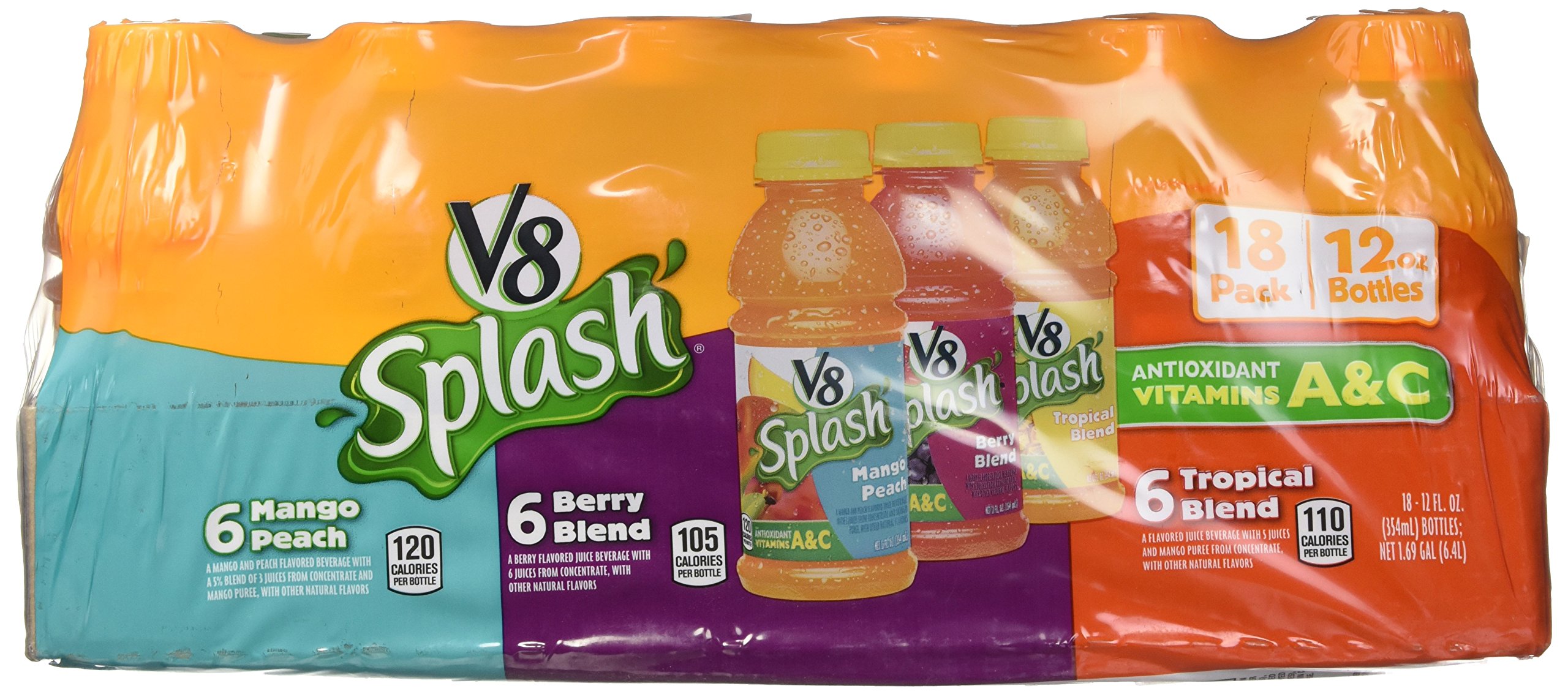 V8 Splash Variety Pack Juice (Pack of 18) 12 Fl Oz, 216 Fluid Ounce