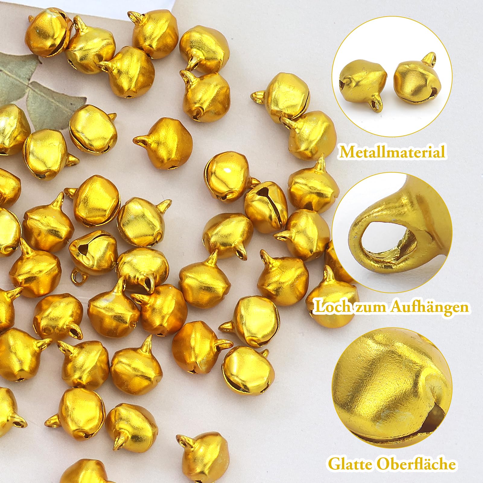 Cascabeles Dorados de Cobre 12 mm para Joyas, Manualidades y Decoración