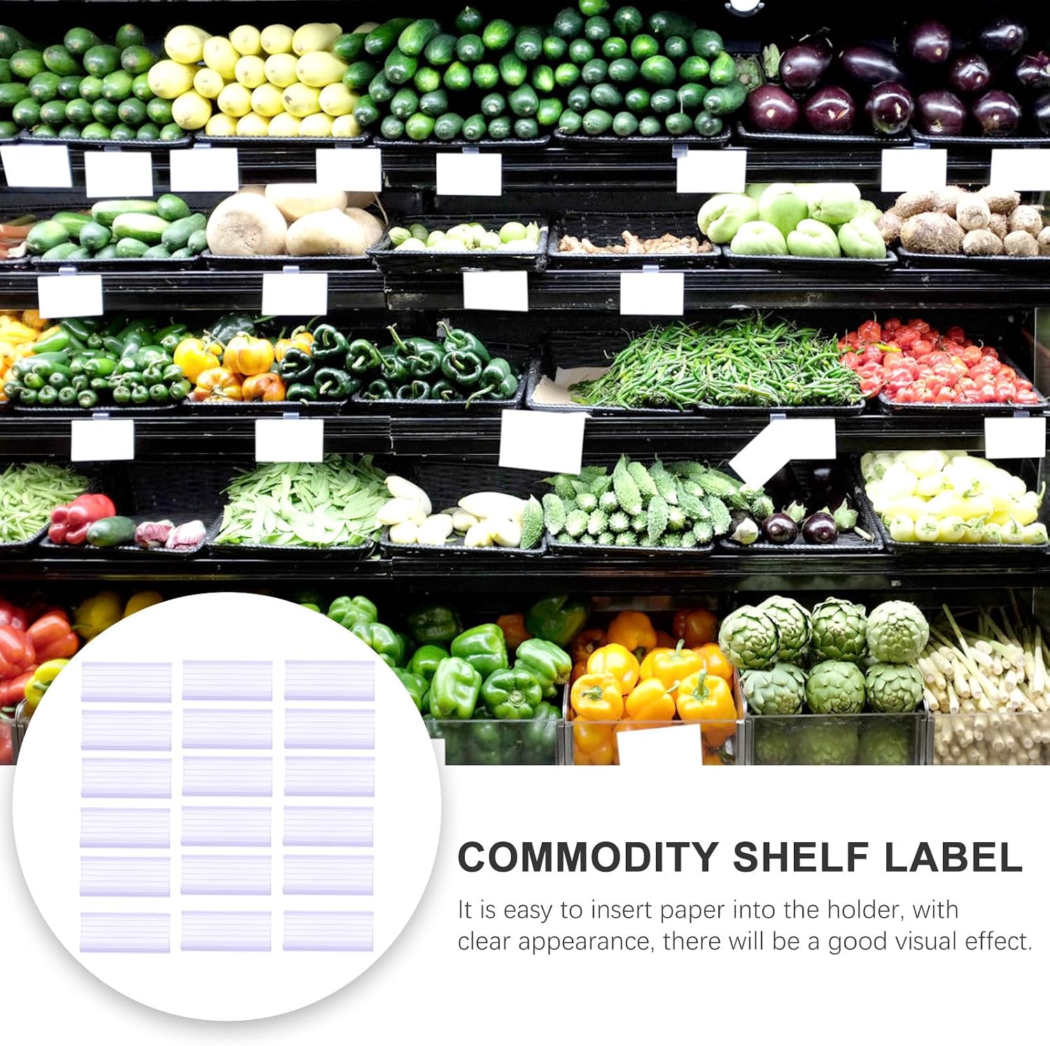 TEHAUX 20pcs PVC Price Label Holder for Shelf Price Display