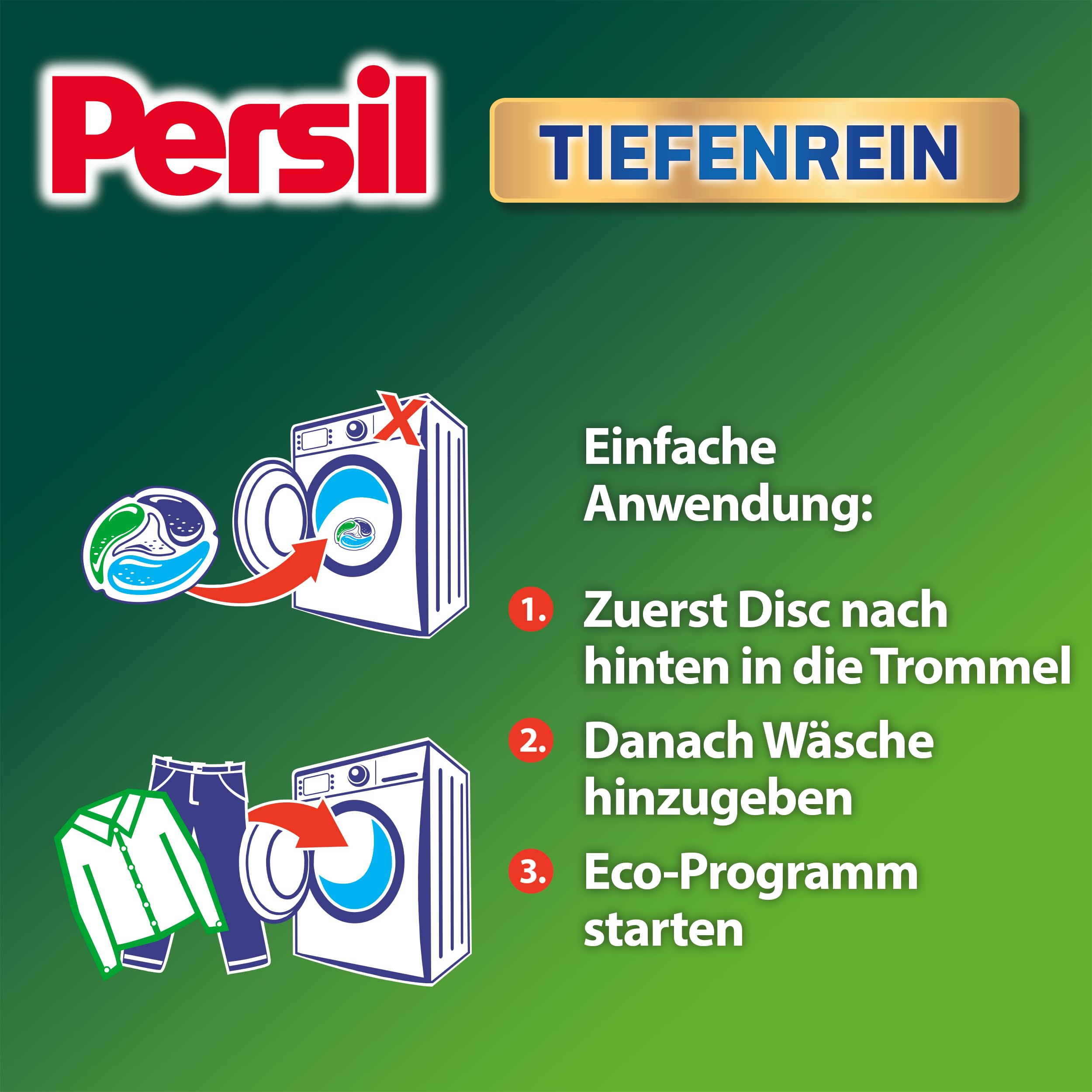 Persil 4in1 Color DISCS (100 Waschladungen), Waschmittel mit Tiefenrein-Frische, Colorwaschmittel für reine Wäsche und hygienischer Frische für die Maschine