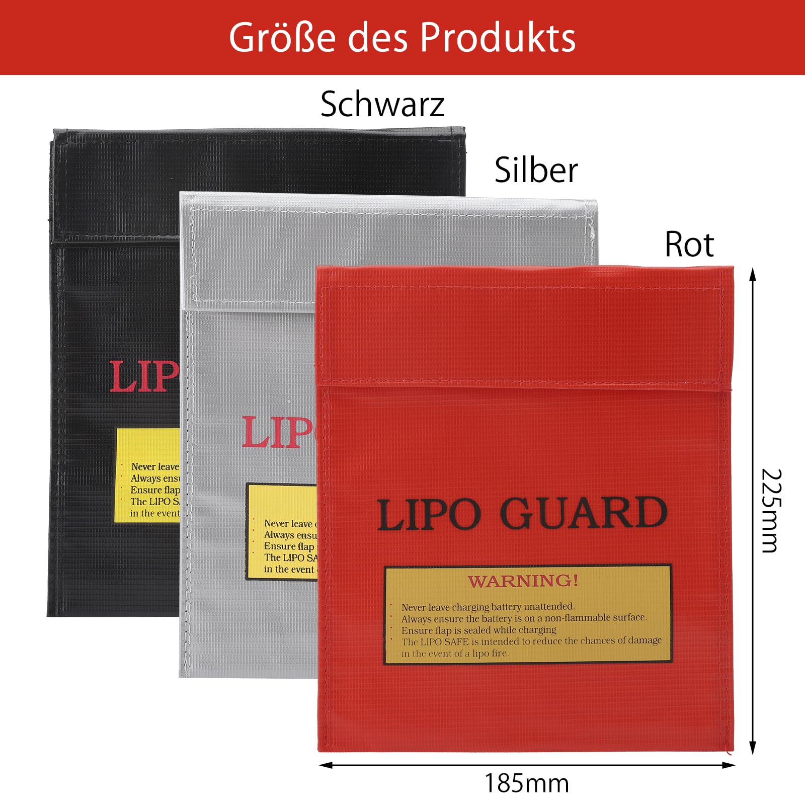 TNSLAND 3 sztuki ogniotrwałych i wodoszczelnych sejfów Lipo Safety Bag torba na baterie, ognioodporna torba na dokumenty, etui, pojemnik, torba na baterie, ochrona przed wybuchem
