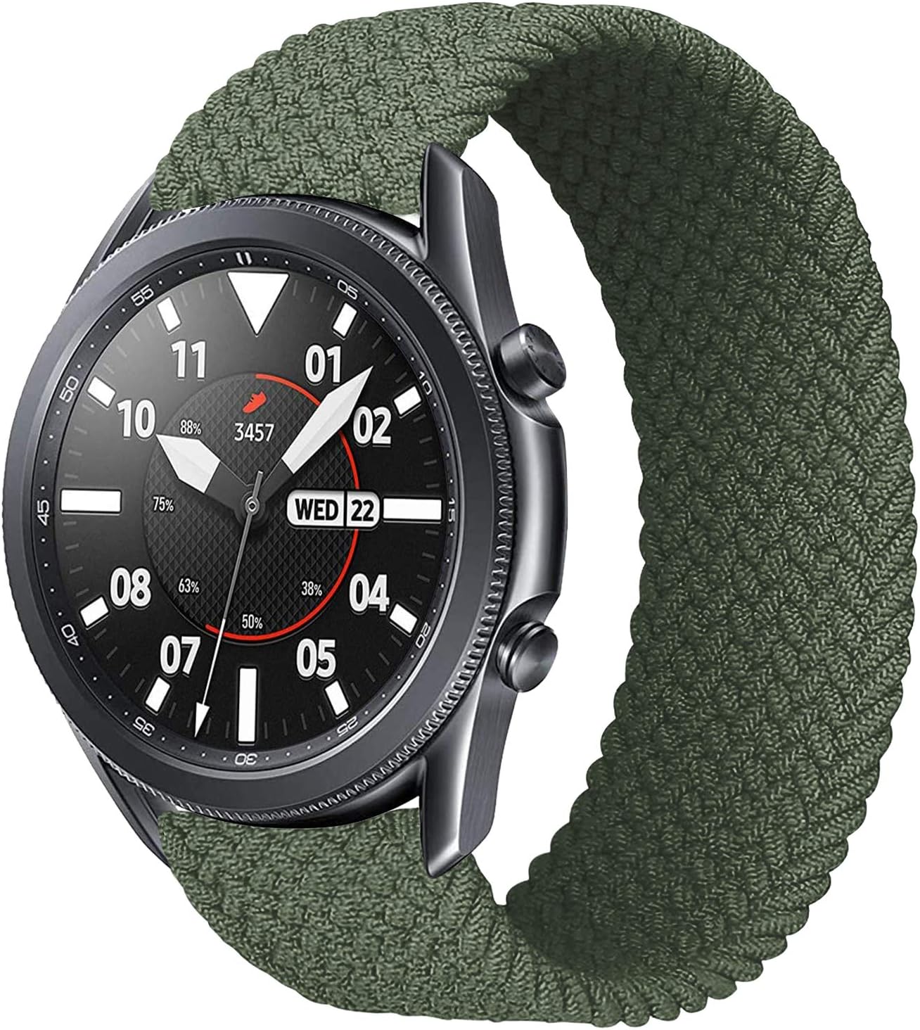 iBazal22 mm Galaxy Watch 3 45 mm Nylon Braided Solo Loop Band for Samsung Galaxy Watch 46 mm, Gear S3 Frontier Classic, Huawei Watch GT/GT 2 46 mm Watch Strap Strap 8 Green