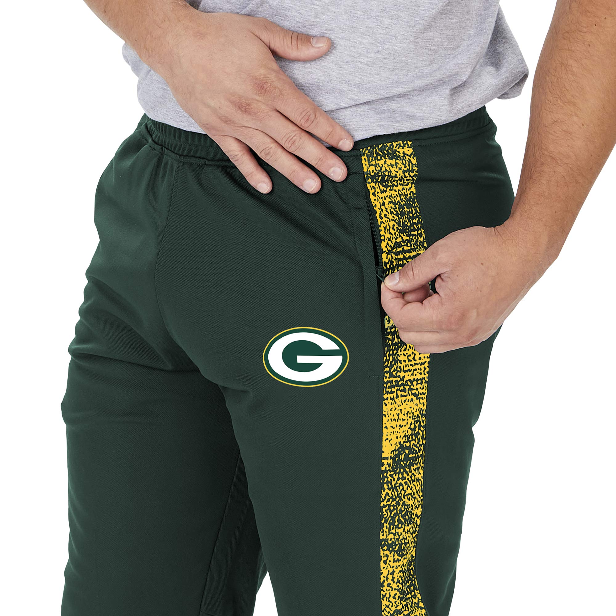 Officially Licensed Zubaz Men's NFL Men's NFL Track Pant with Half Sides, Green Bay Packers, Size X-Large