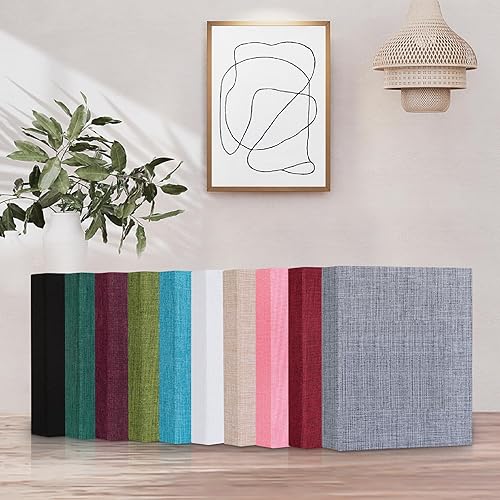 Miniatura 6 de Mublalbum Álbum de fotos pequeño, 2 unidades, azul, cubierta de lino, capacidad para 52 fotos verticales de 4 x 6 pulgadas