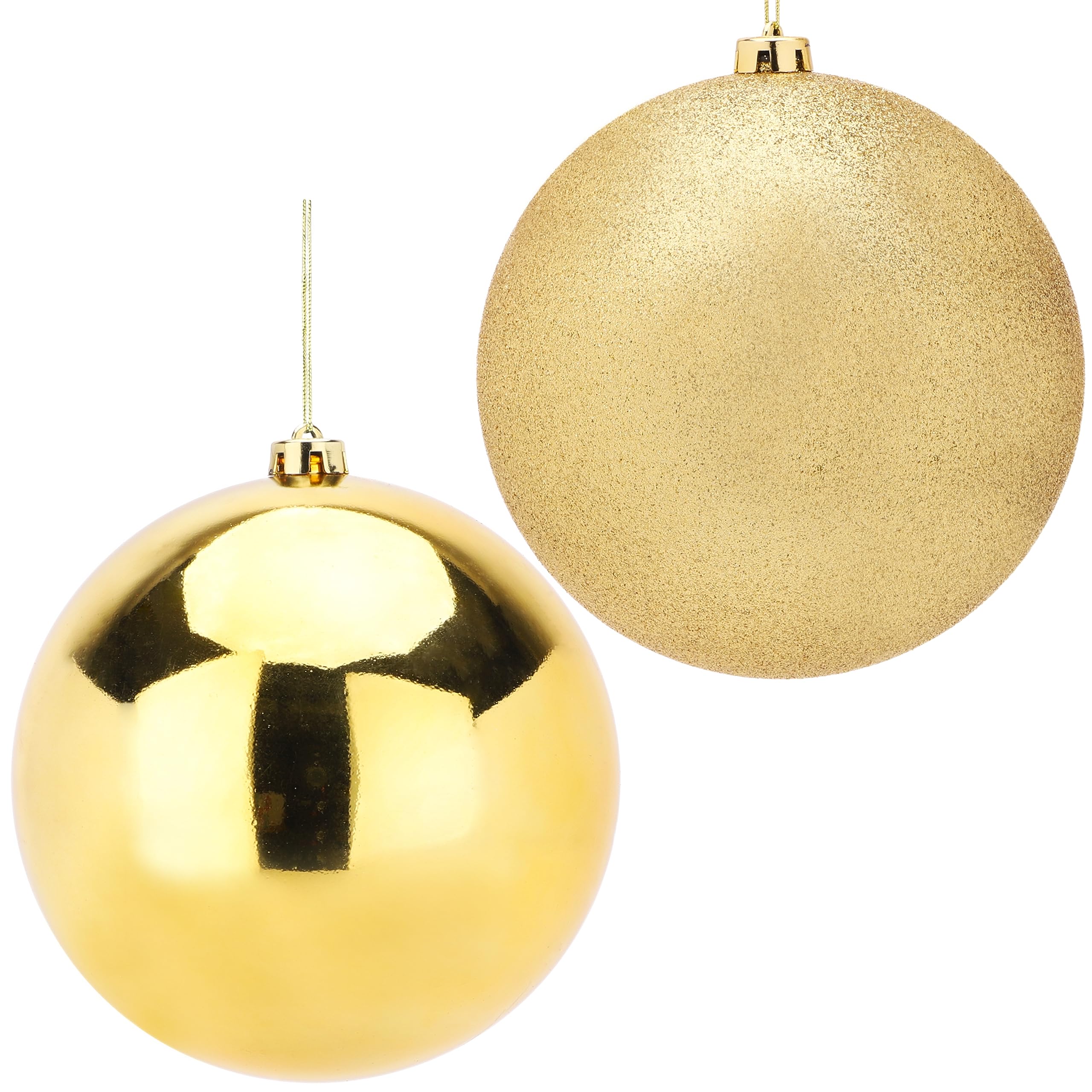 Christmas Concepts® Pack Of 2-200mm Baubles - Shiny & Glitter Design - Giant Christmas Baubles (Gold)