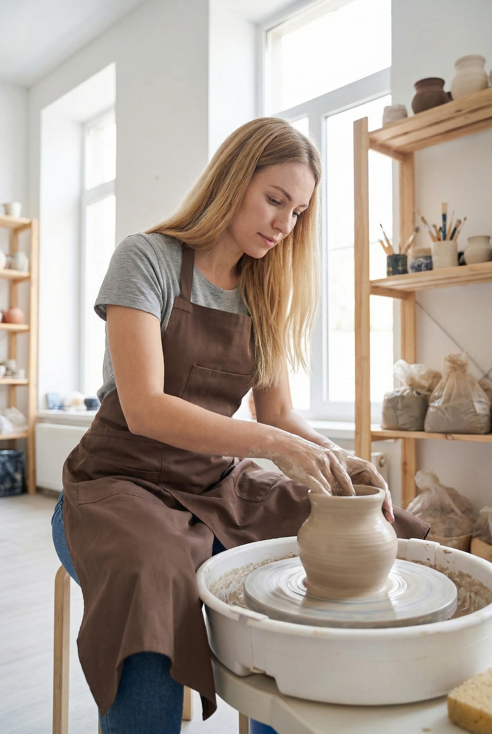 Nanxson Grembiule da ceramica Grembiule a gambe divise per uomini e donne, grembiule artistico regolabile a copertura totale per artigianato, pittura, parrucchiere, giardinaggio