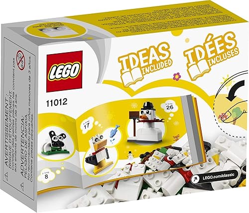 Miniatura 5 de LEGO Classic Creative White Bricks 11012 Kit de construcción; juego de construcción de juguetes para juego creativo con 3 ideas de construcción,