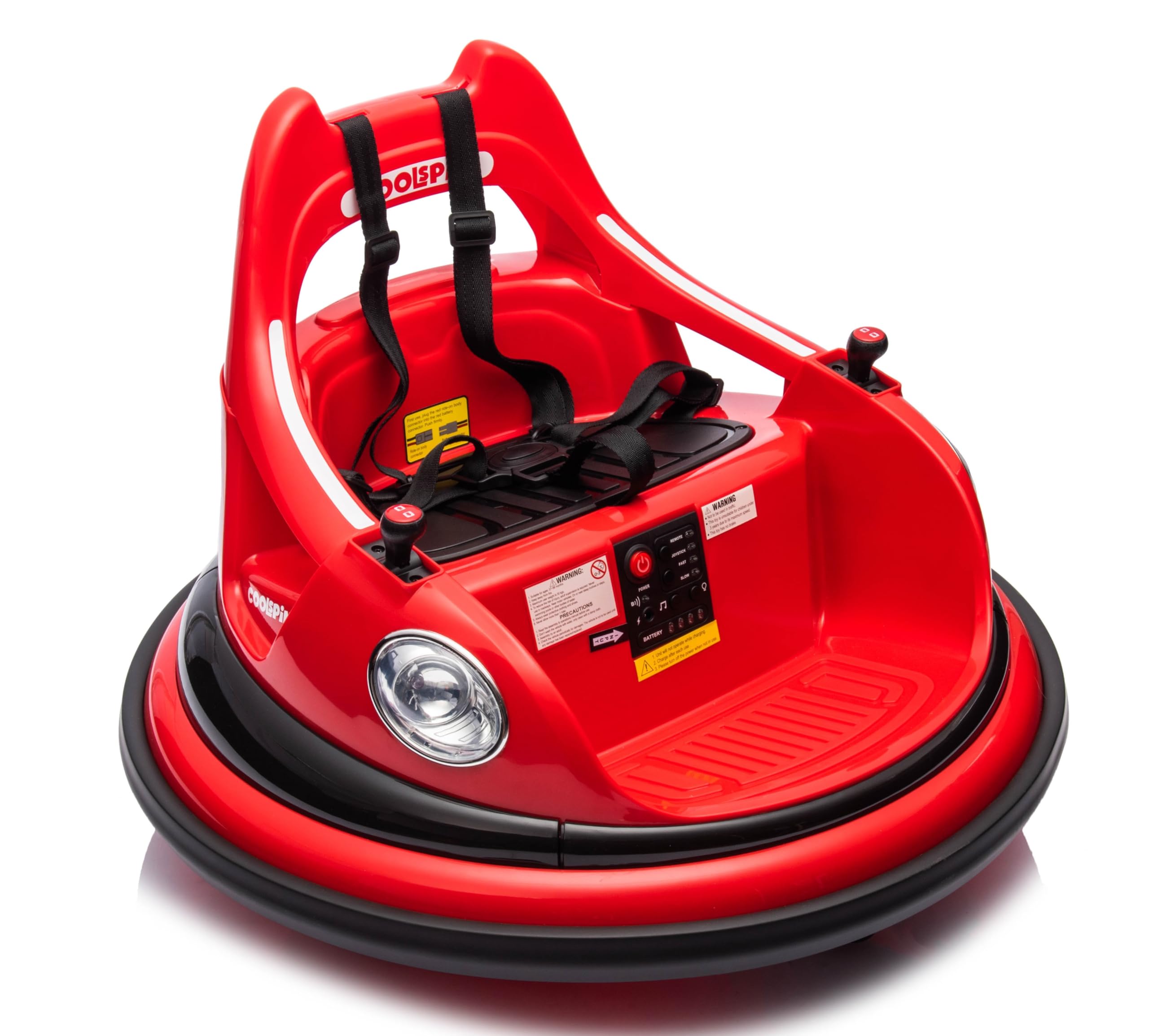 Autoscontro Elettrico 12V per Bambini Mondial Toys – Macchina Girevole 360° con Telecomando, Joystick, Cintura 5 Punti, Bluetooth, Luci LED, Musica, Paraurti, Giostrina da Casa (Rosso)