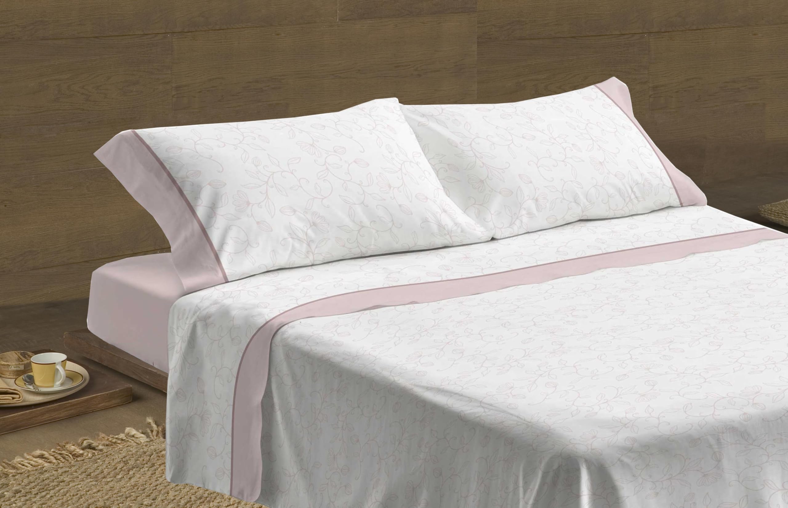 Juego de Sabanas 160x200CM 4 Piezas 100% Algodón 144 Hilos Ajuste preciso colchon 30CM Suaves Transpirables Lavables Diarias Cama Ropa Hogar Serenity Maquillaje 2 Fundas Almohada