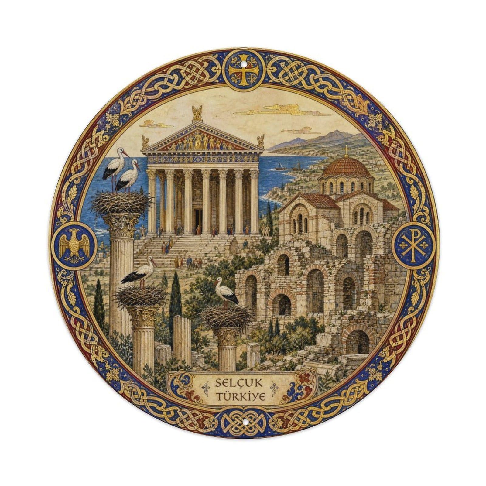 Selcuk Ephesus Turkey Ancient Medieval Manuscript Metal Tin Sign