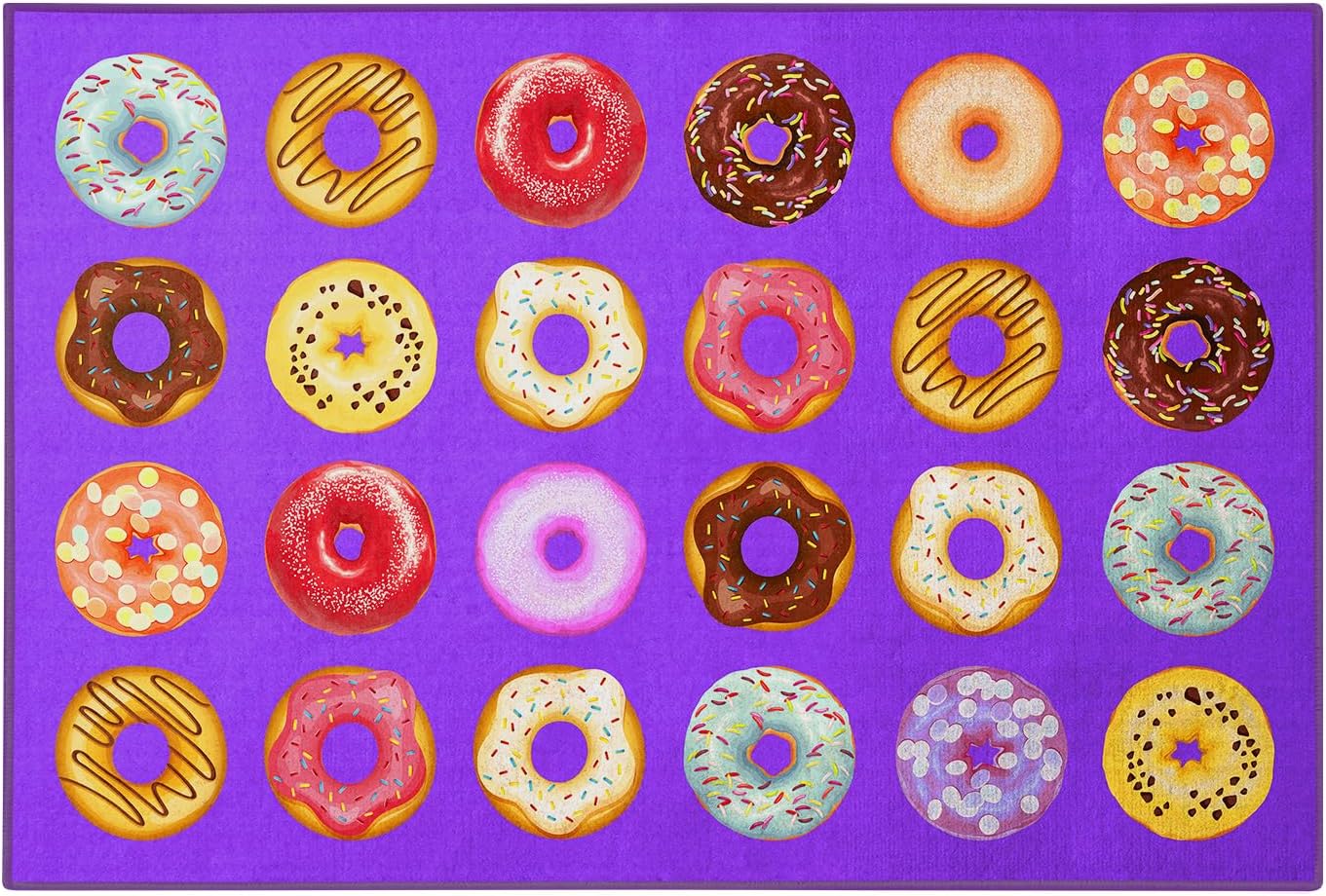 Booooom Jackson Classroom Rug Colorful Seating Classroom Carpet Elementary, Purple Preshool Area Education Rug for School (6.5x9.8ft, Donutse) (Polyester-Pro-3)