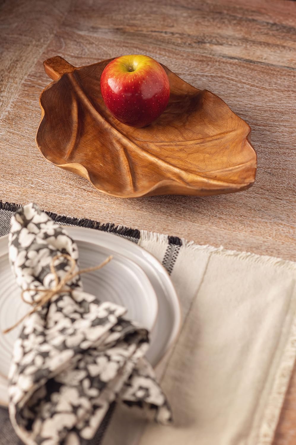 Karma Gifts, Bali Teak Hand Carved Leaf Bowl image 4